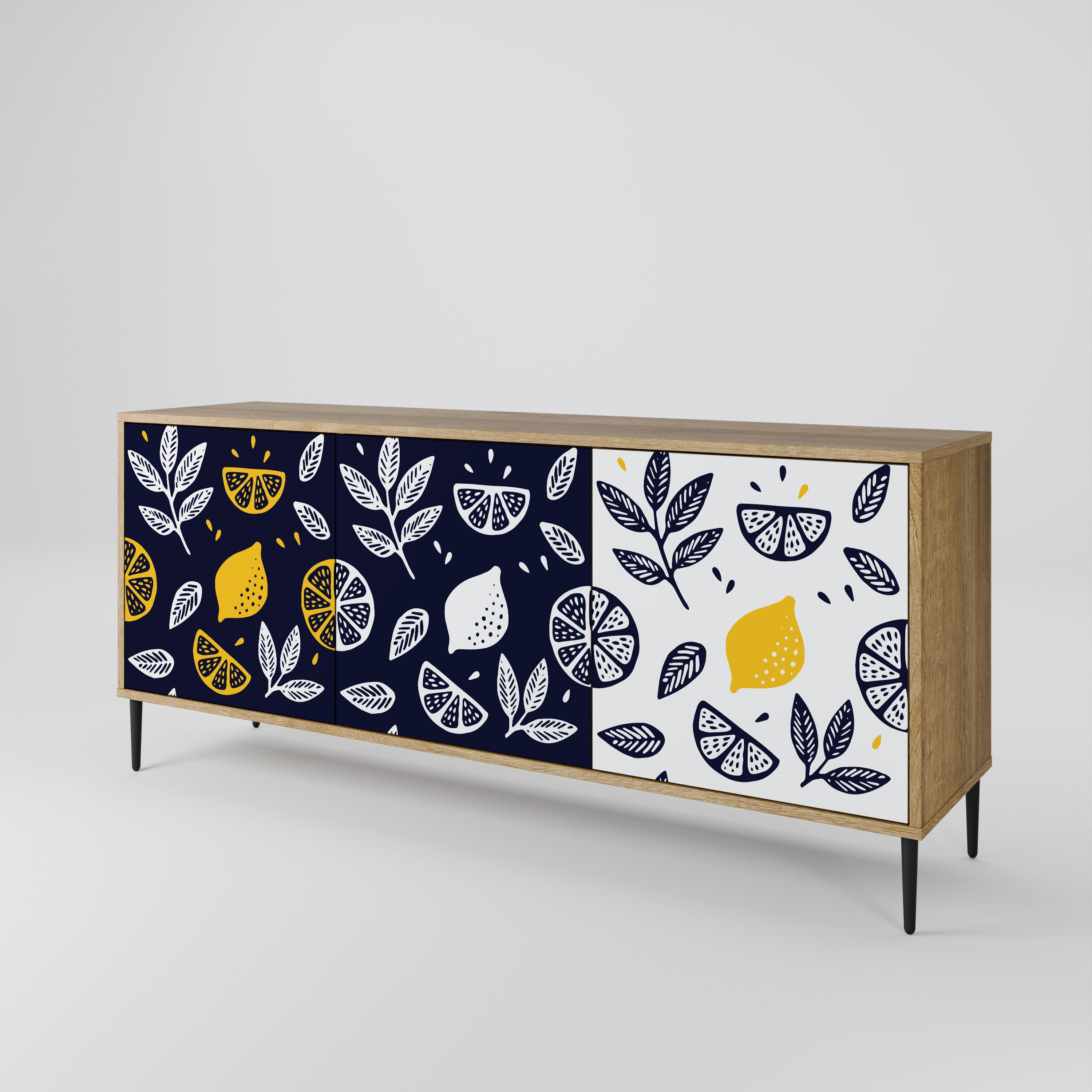 Μπουφές CITRUS BLACK AND WHITE με 3 πόρτες σε απόχρωση δρυός