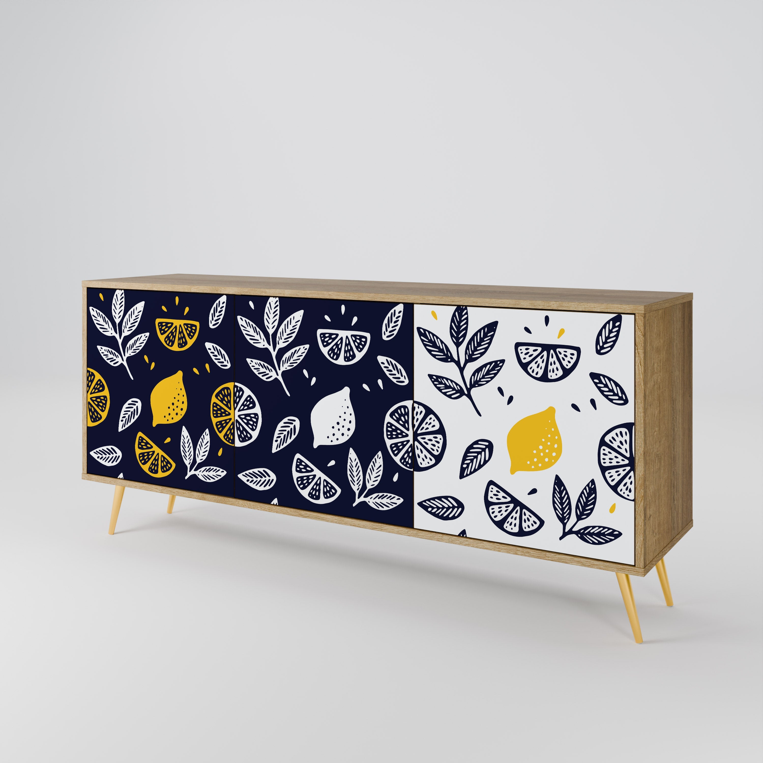 Μπουφές CITRUS BLACK AND WHITE με 3 πόρτες σε απόχρωση δρυός