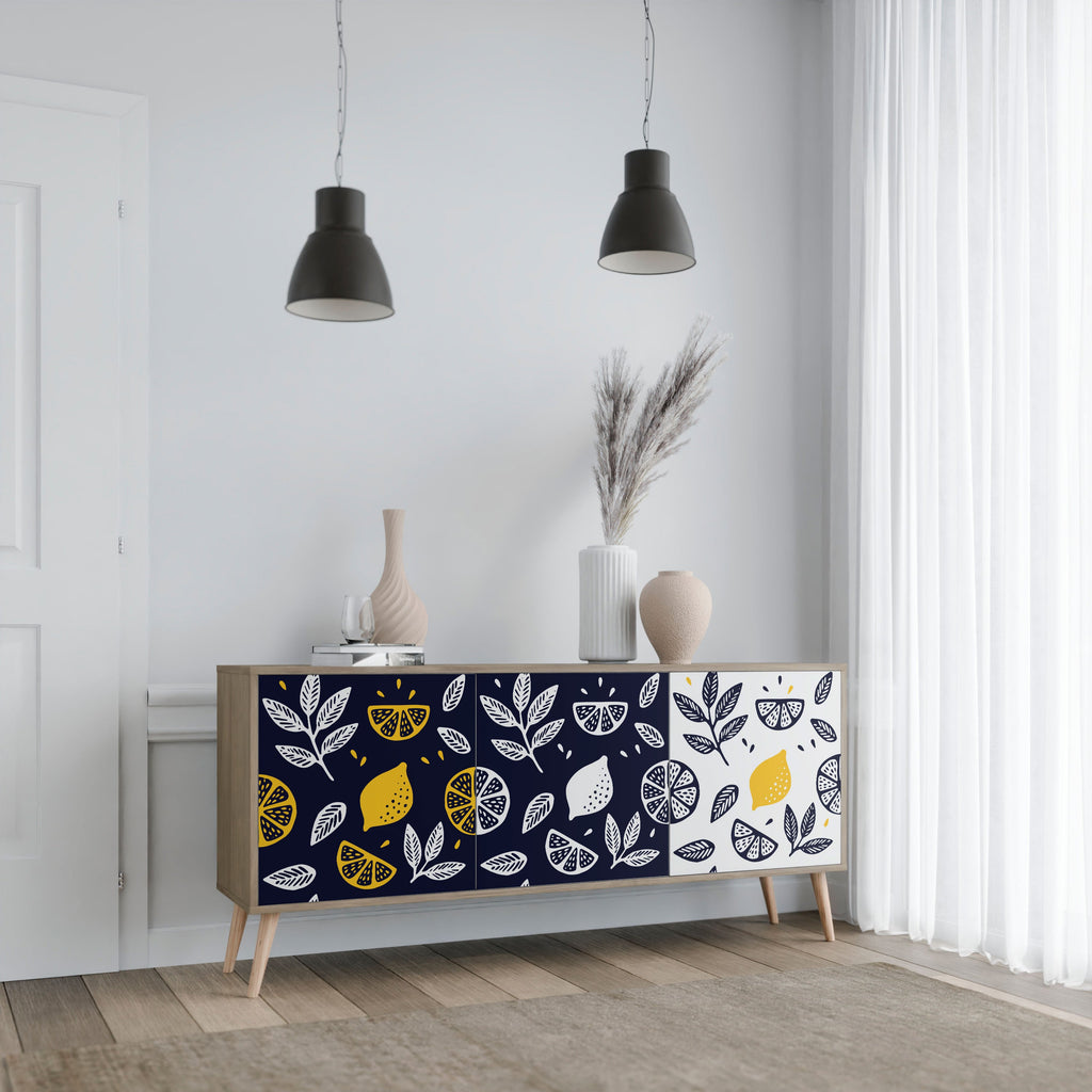 Μπουφές CITRUS BLACK AND WHITE με 3 πόρτες σε απόχρωση δρυός