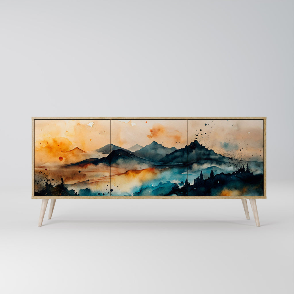 Μπουφές OMINOUS MOUNTAINS με 3 πόρτες σε απόχρωση δρυός