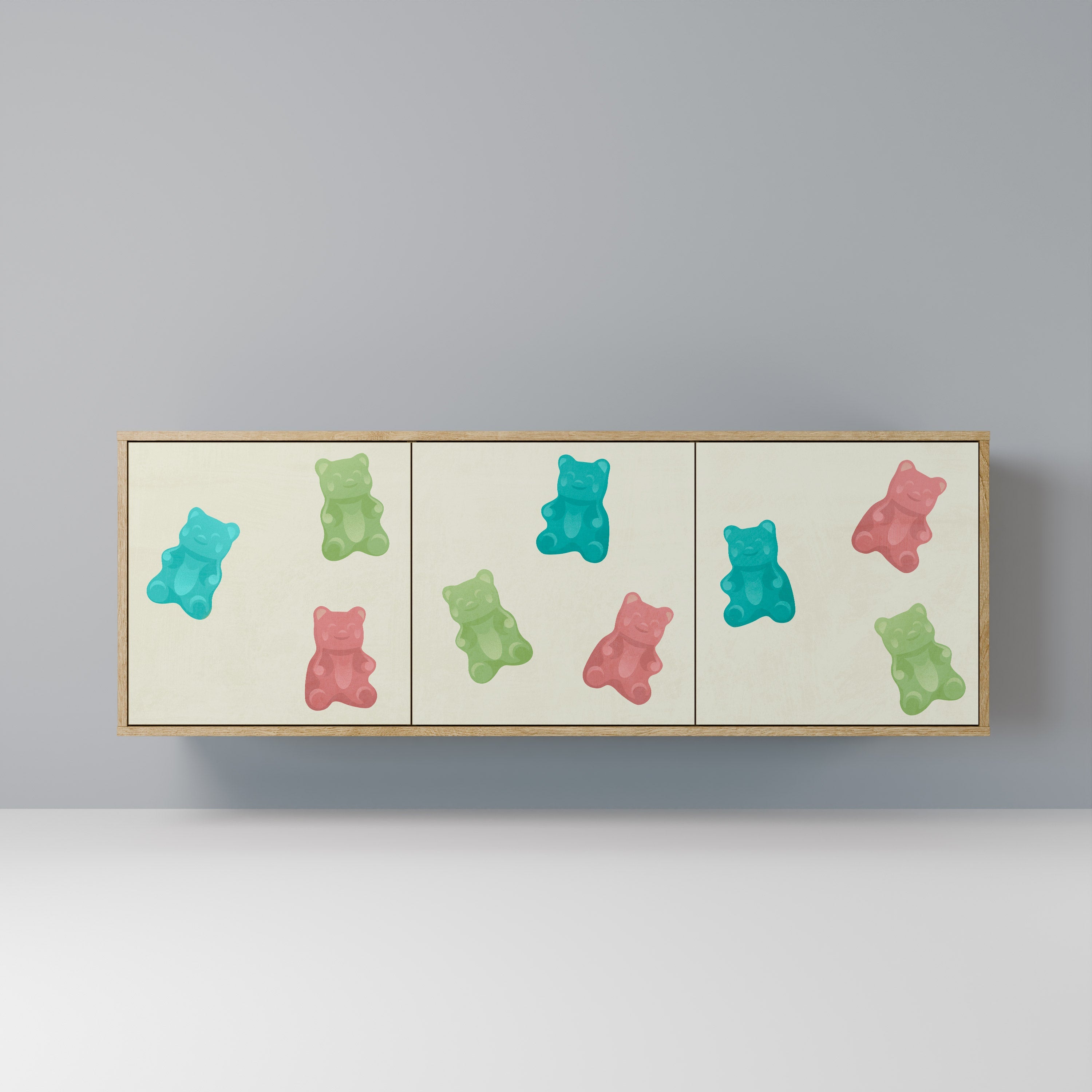 Μπουφές GUMMY BEARS με 3 πόρτες σε χρώμα δρυός