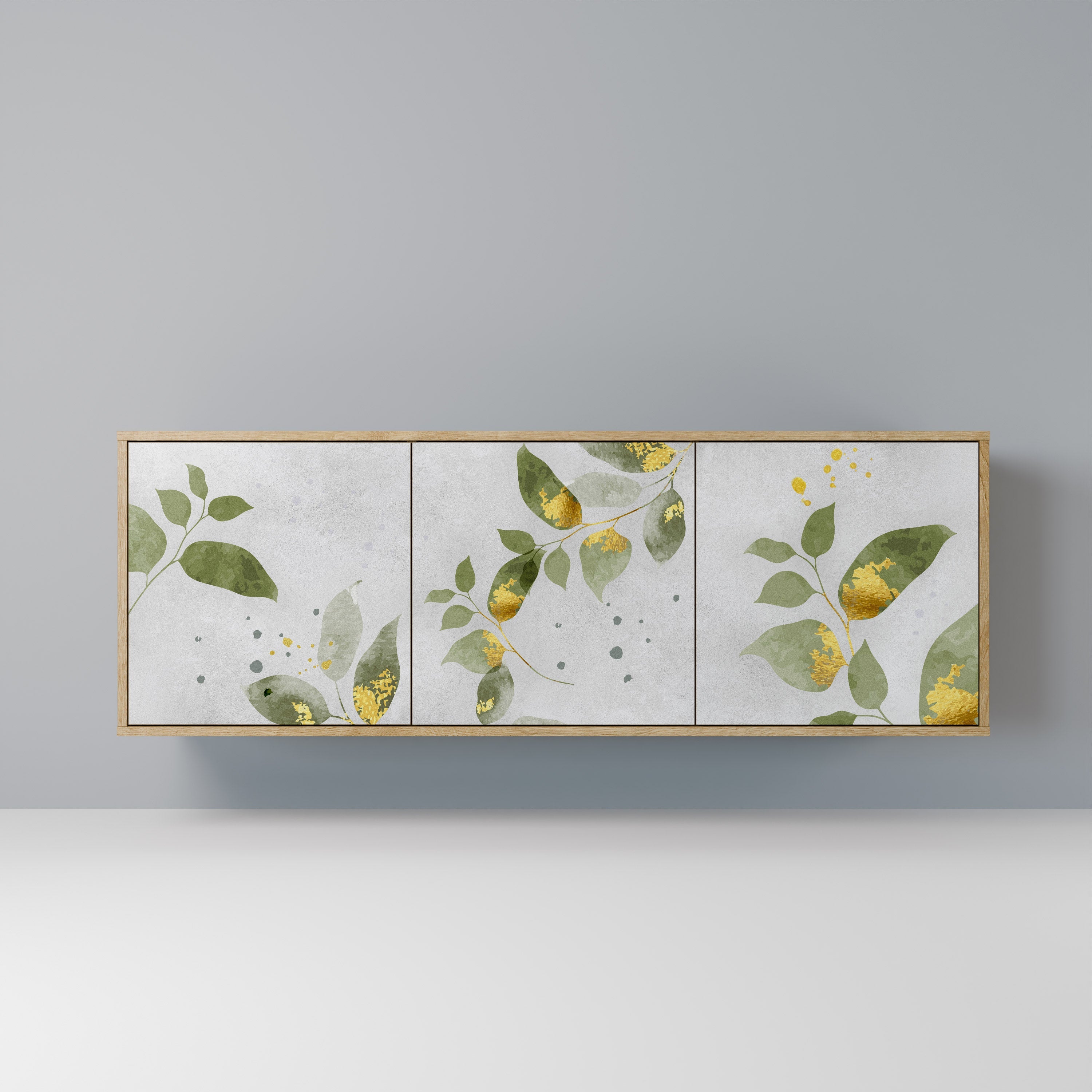 ELEGANT BOTANICS Τρίθυρο Μπουφές σε Απόχρωση Δρυός