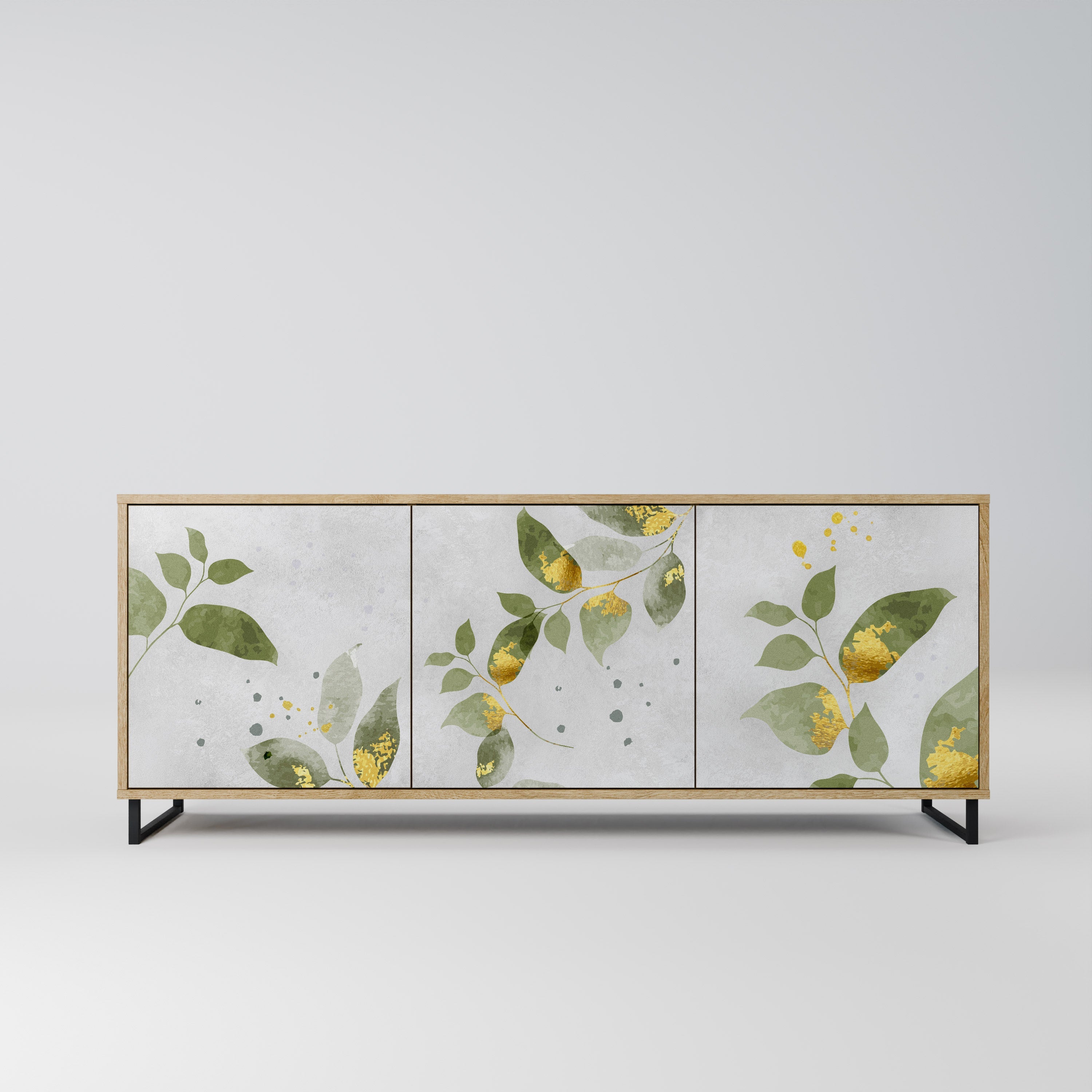 ELEGANT BOTANICS Τρίθυρο Μπουφές σε Απόχρωση Δρυός