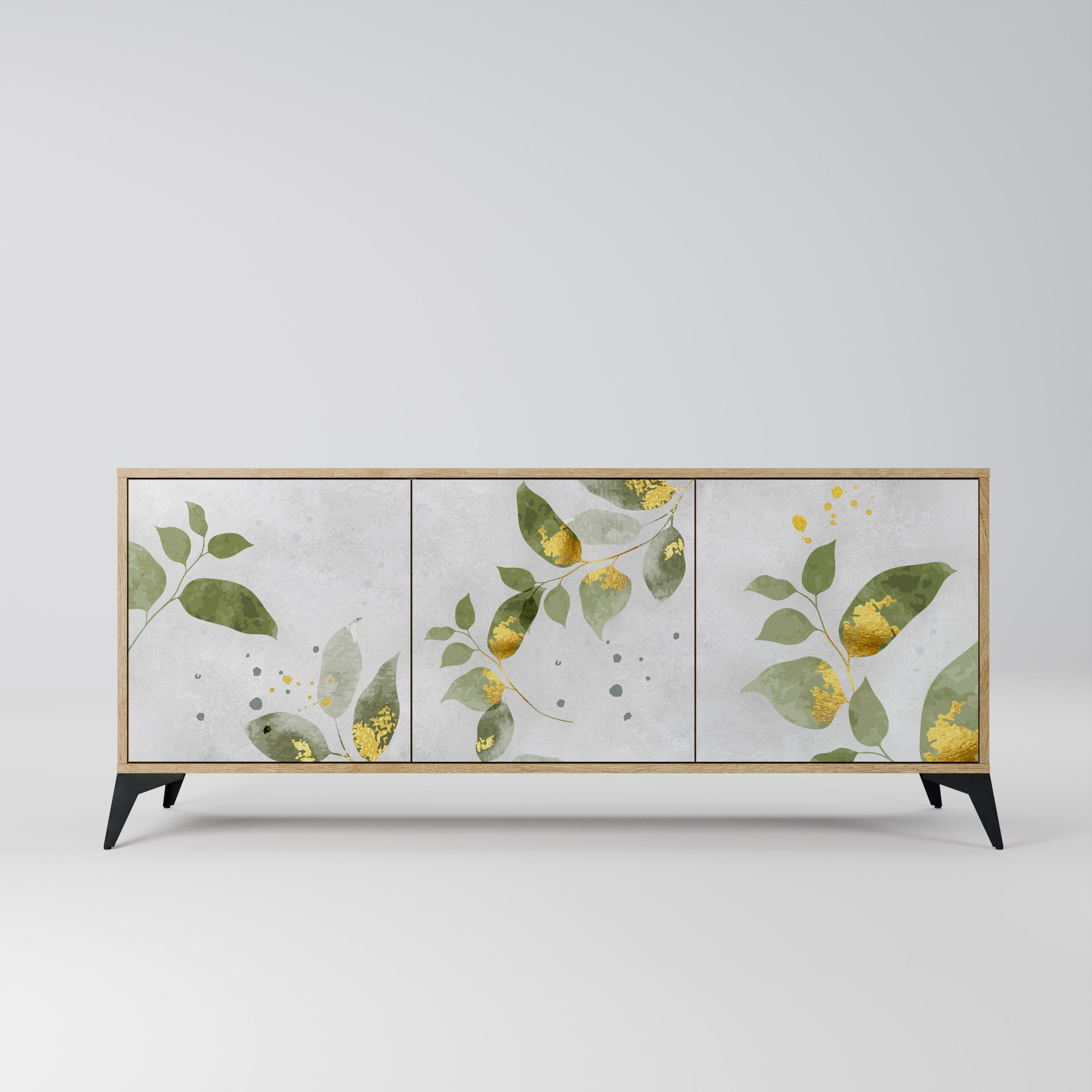 ELEGANT BOTANICS Τρίθυρο Μπουφές σε Απόχρωση Δρυός