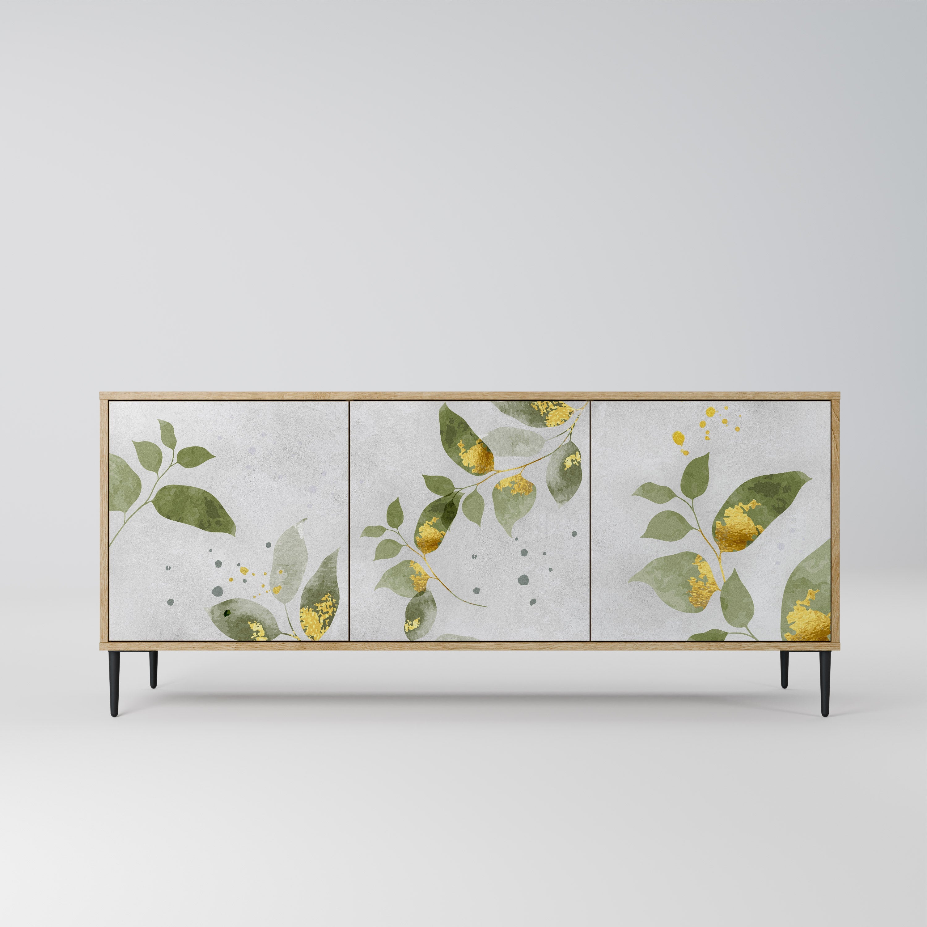 ELEGANT BOTANICS Τρίθυρο Μπουφές σε Απόχρωση Δρυός