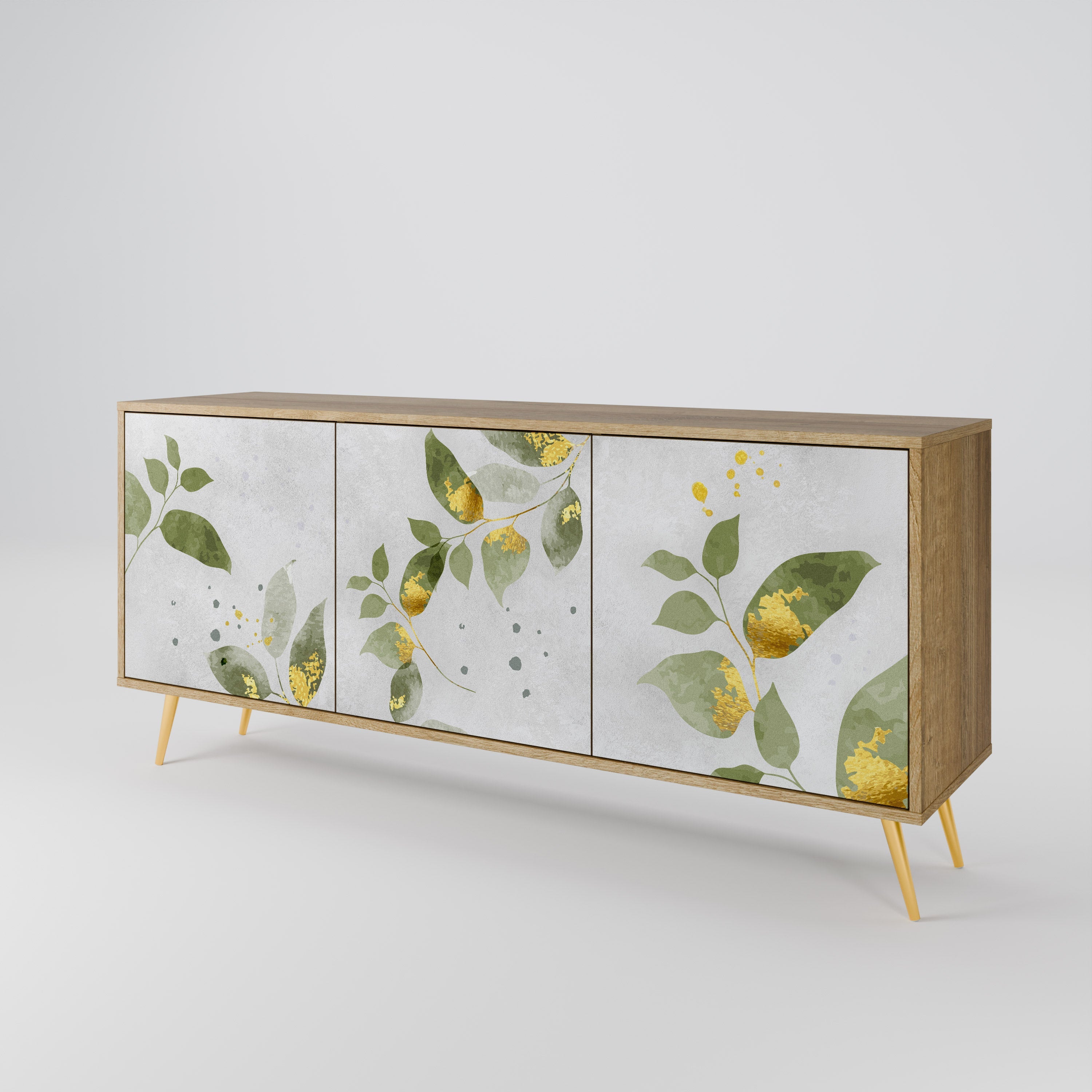 ELEGANT BOTANICS Τρίθυρο Μπουφές σε Απόχρωση Δρυός