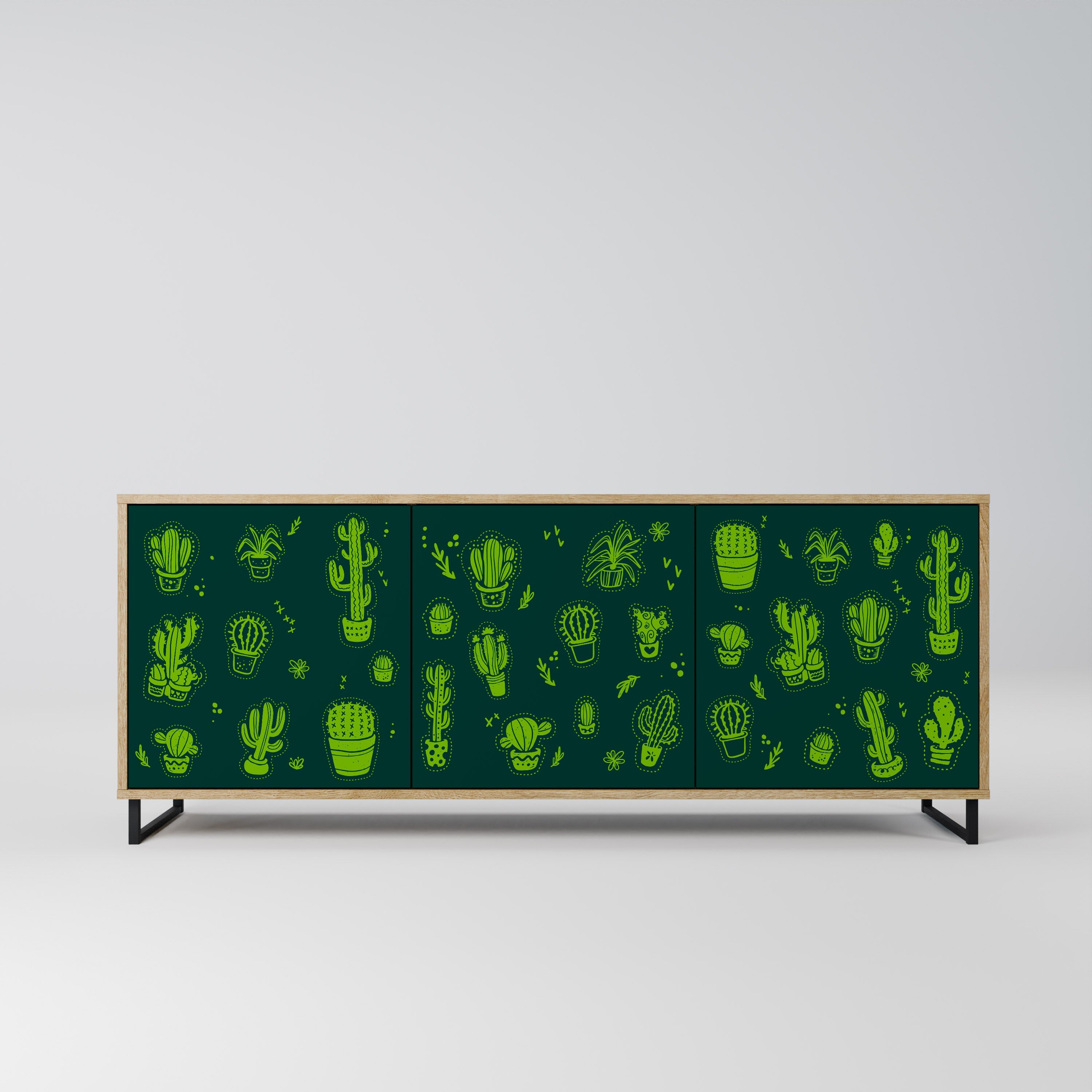 Μπουφές DESERT GREEN με 3 πόρτες σε απόχρωση δρυός