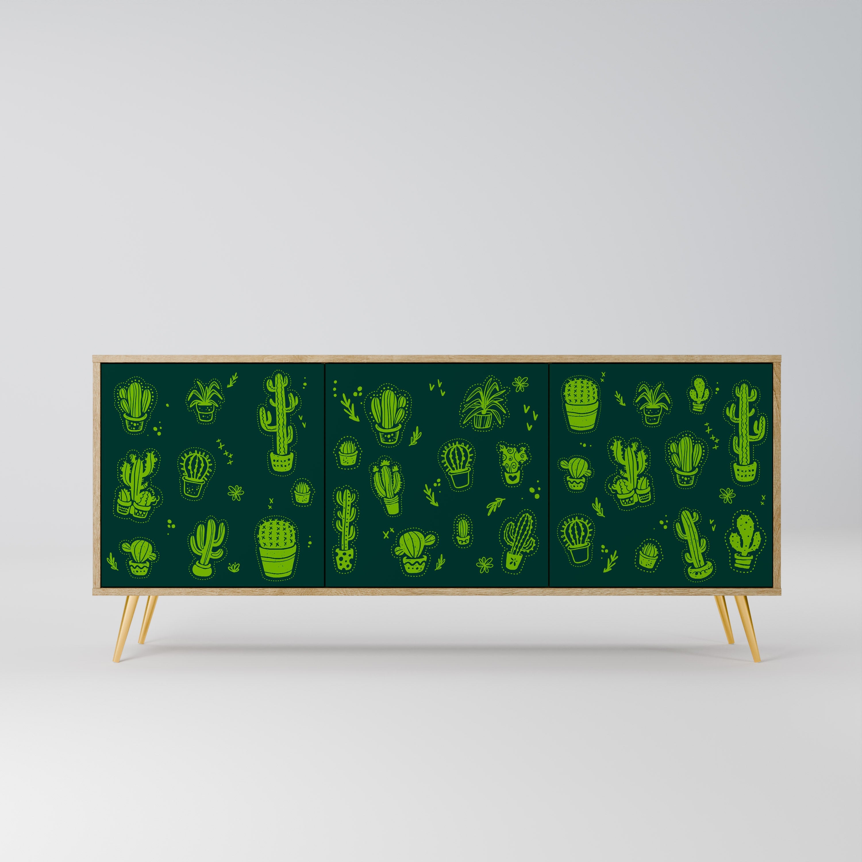Μπουφές DESERT GREEN με 3 πόρτες σε απόχρωση δρυός