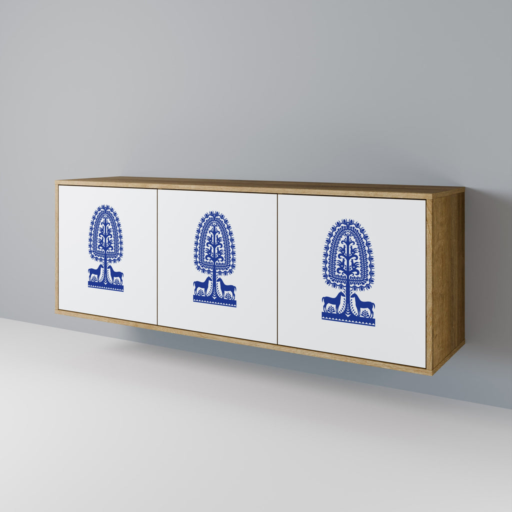 Μπουφές 3 θυρών POLISH FOLK ART σε εφέ δρυός