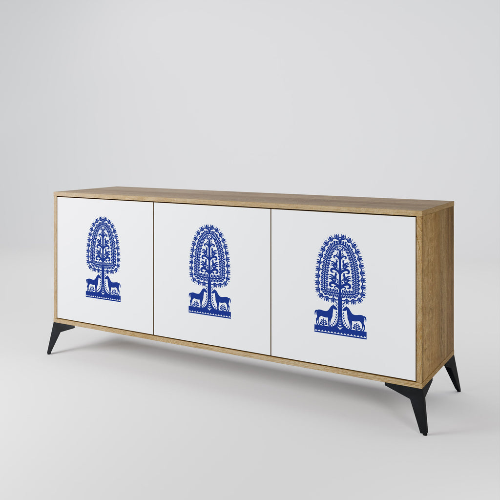Μπουφές 3 θυρών POLISH FOLK ART σε εφέ δρυός