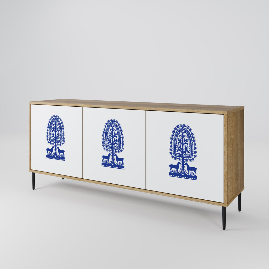 Μπουφές 3 θυρών POLISH FOLK ART σε εφέ δρυός