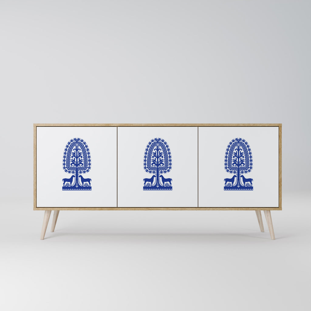Μπουφές 3 θυρών POLISH FOLK ART σε εφέ δρυός