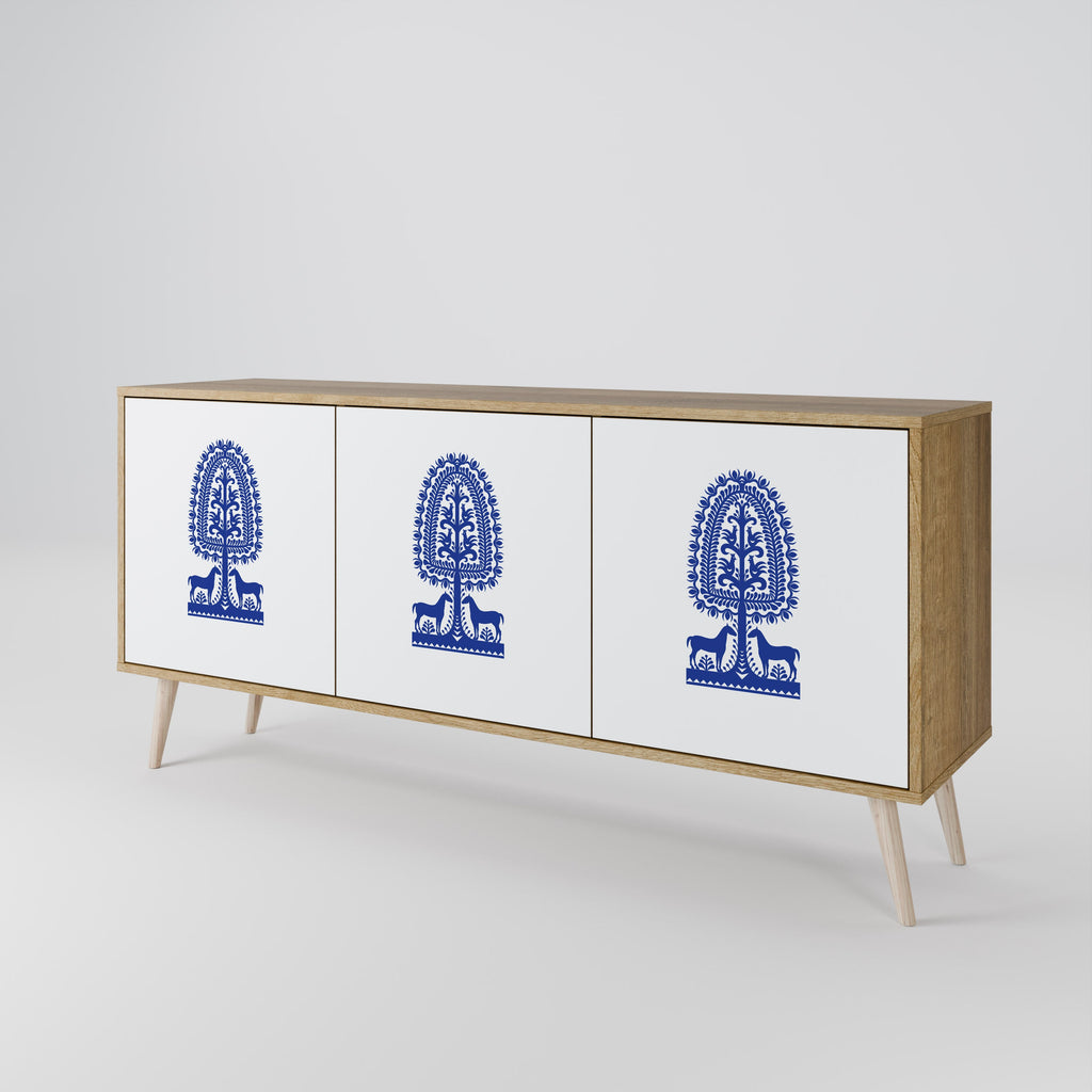 Μπουφές 3 θυρών POLISH FOLK ART σε εφέ δρυός