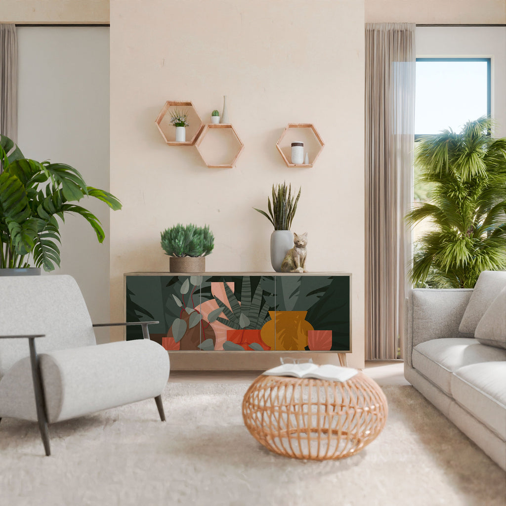 TROPICAL COMPOSITION 3-Door Sideboard in Oak Effect