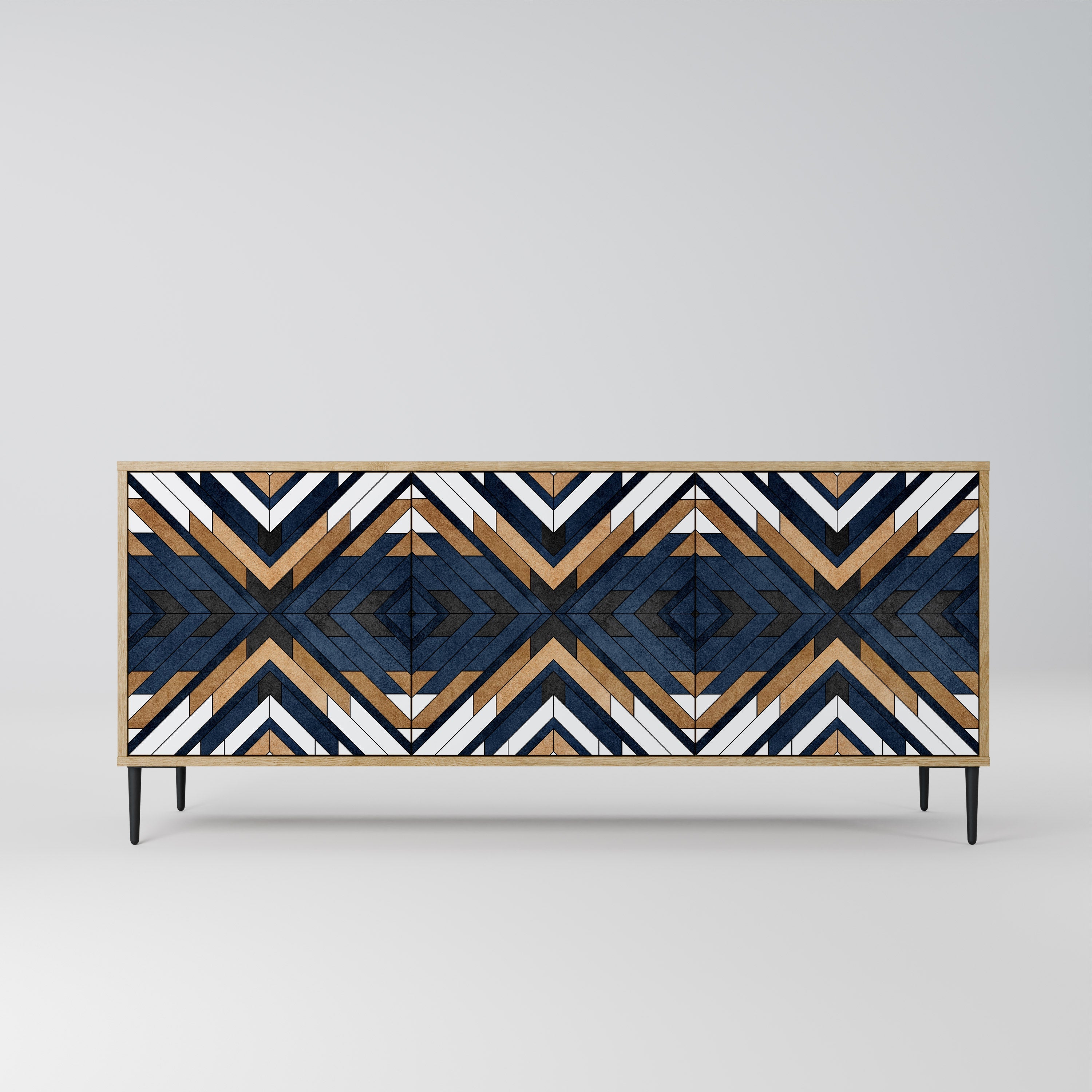 ARTFUL GEOMETRY 3-Door Sideboard in Oak Effect
