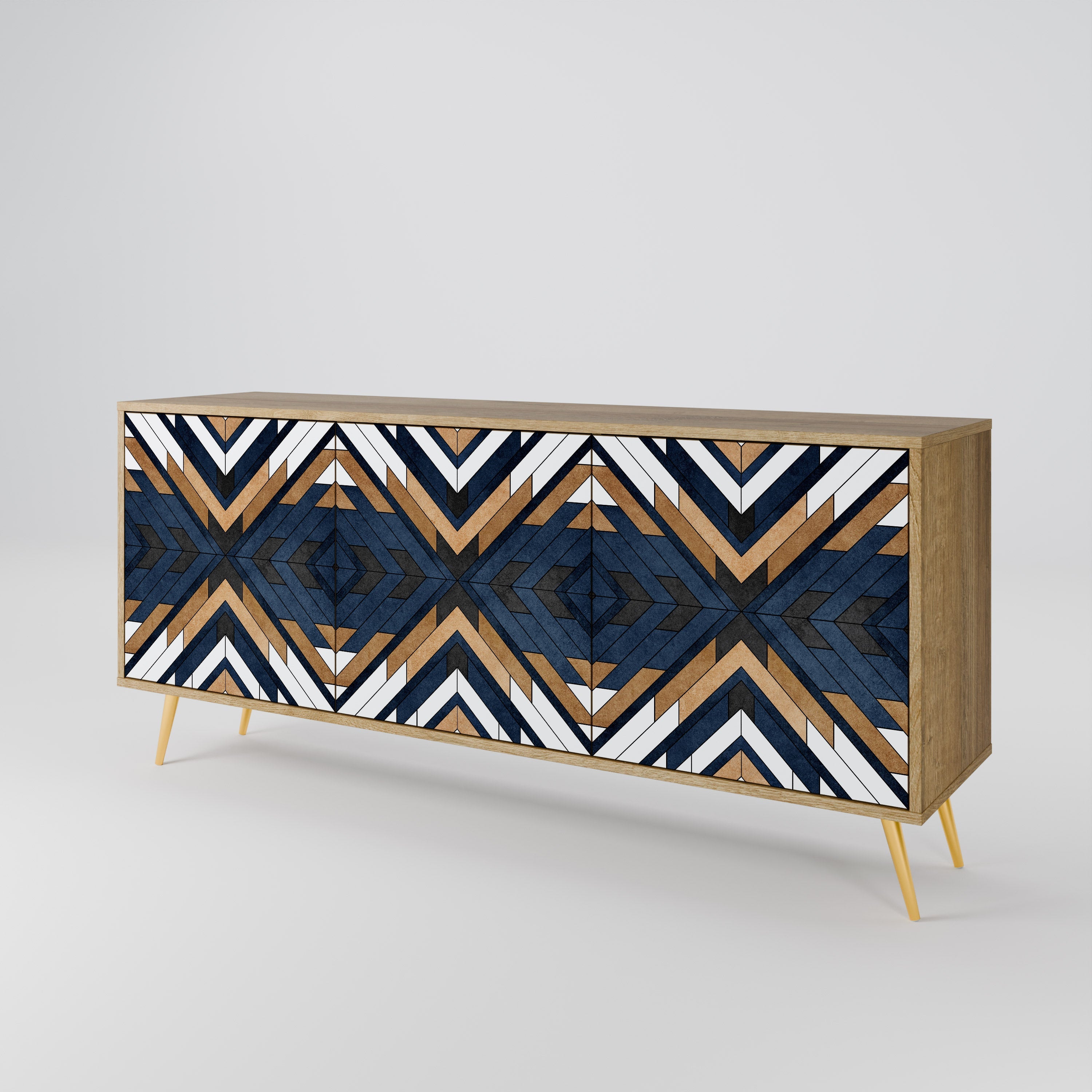 ARTFUL GEOMETRY 3-Door Sideboard in Oak Effect