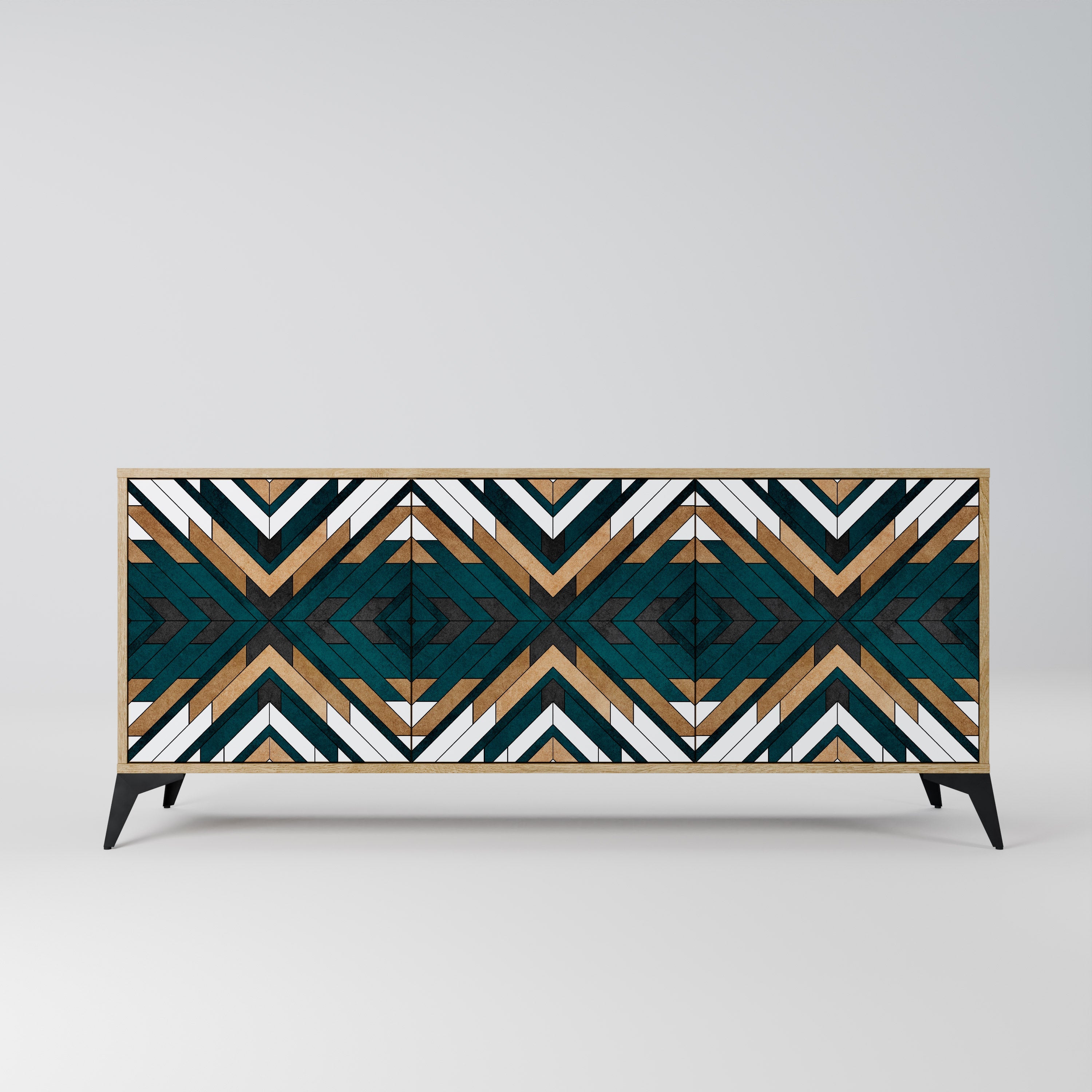 ARTISTIC GEOMETRY 3-Door Sideboard in Oak Effect