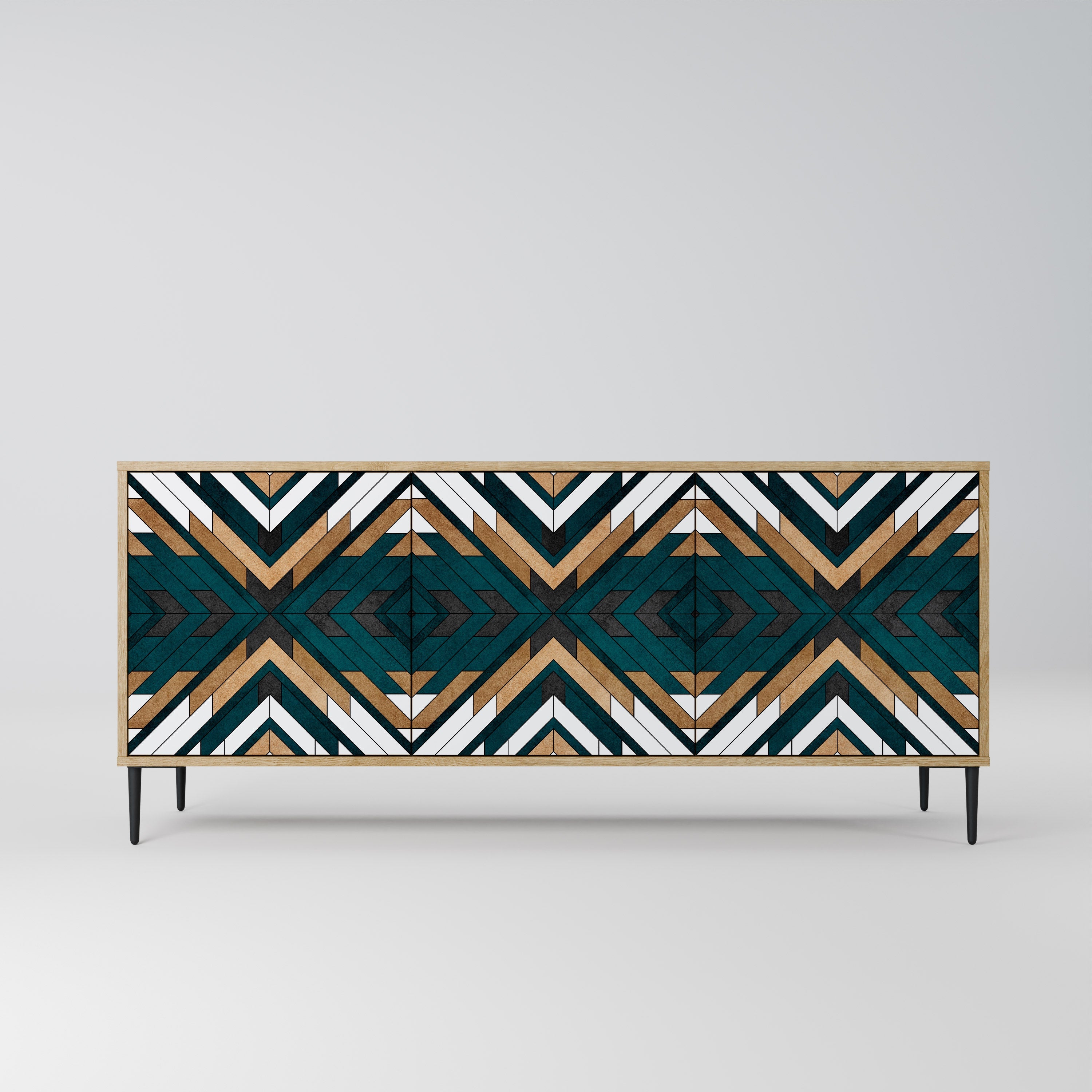 ARTISTIC GEOMETRY 3-Door Sideboard in Oak Effect