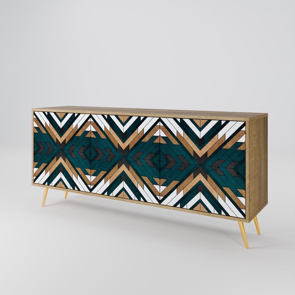 ARTISTIC GEOMETRY 3-Door Sideboard in Oak Effect