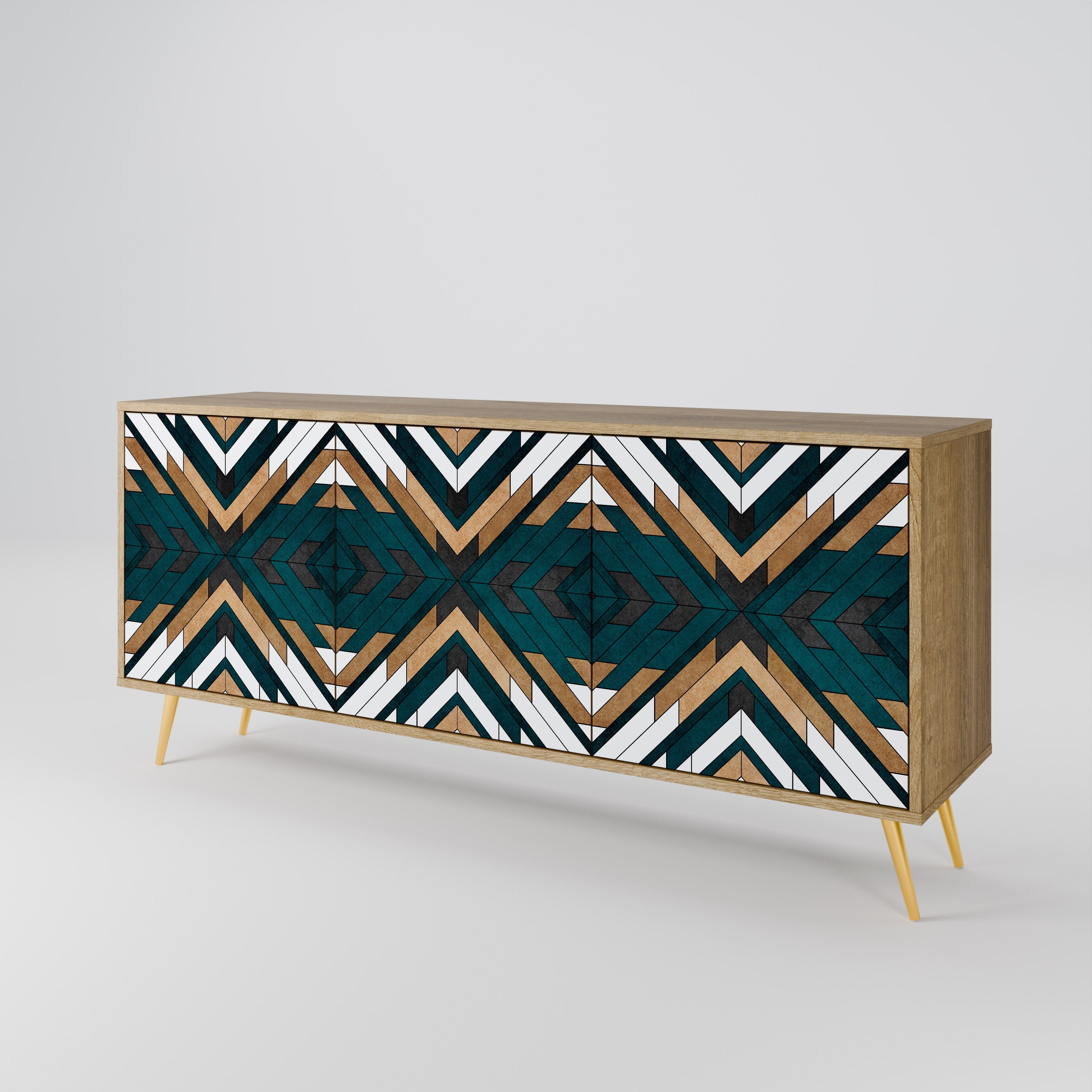 ARTISTIC GEOMETRY 3-Door Sideboard in Oak Effect
