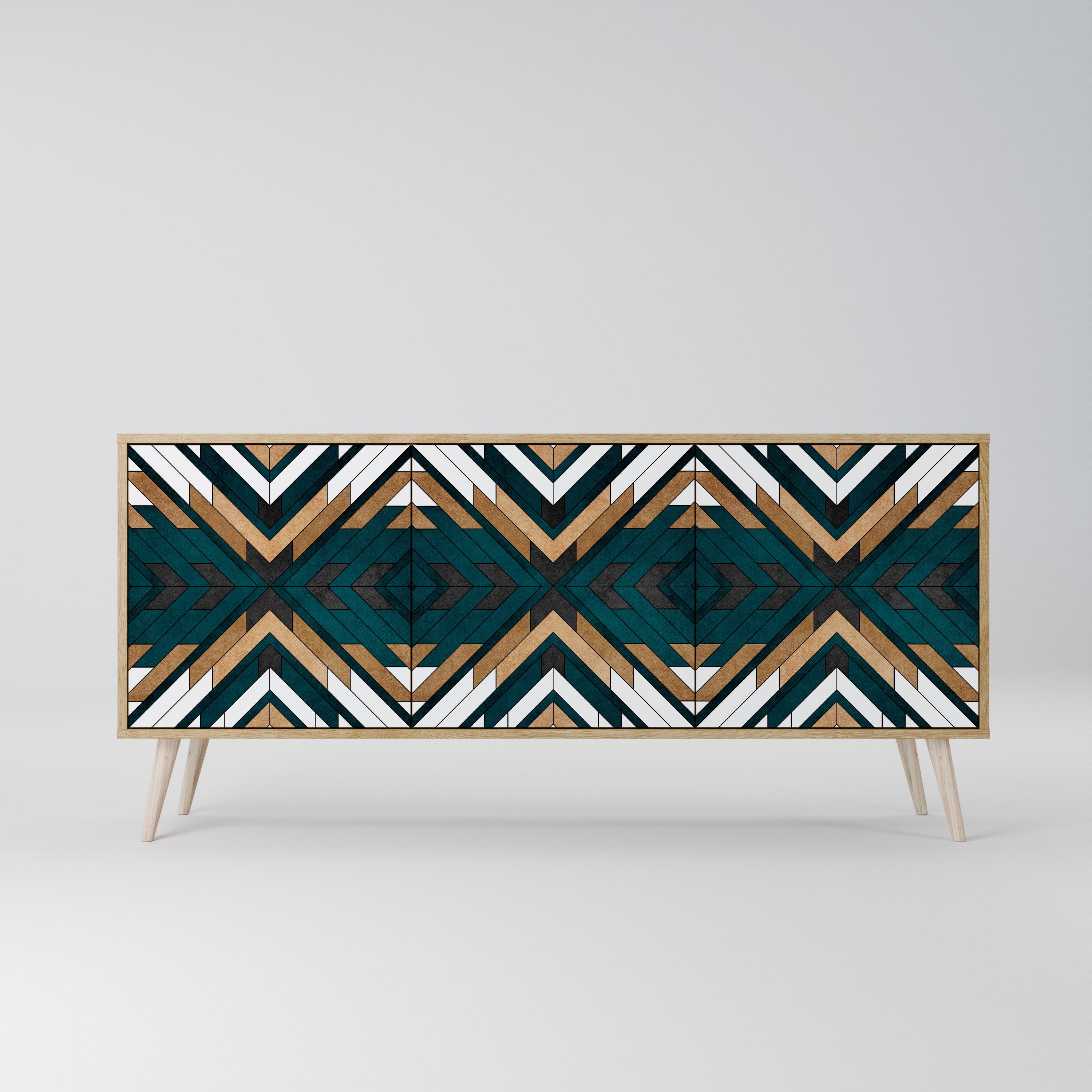 ARTISTIC GEOMETRY 3-Door Sideboard in Oak Effect
