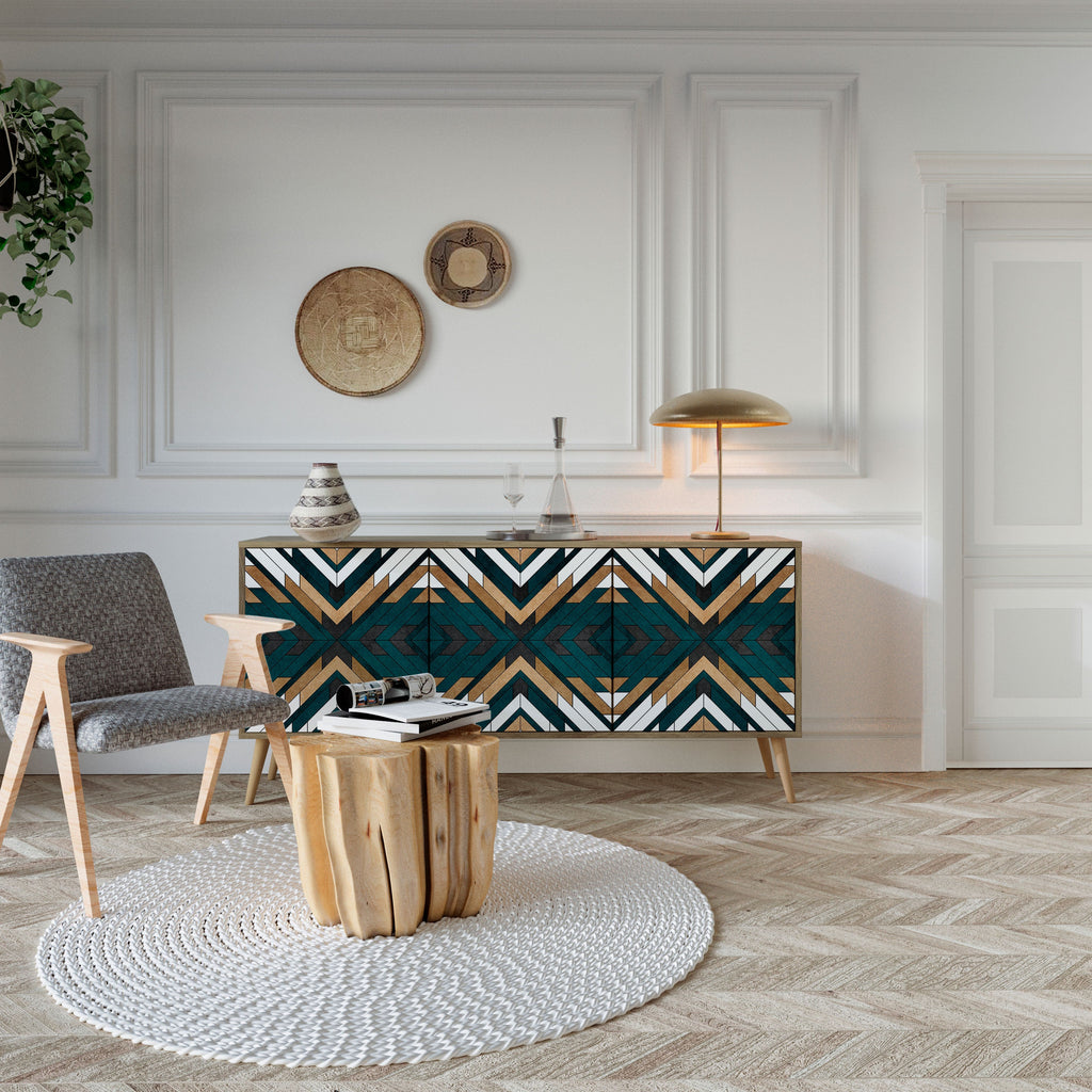 ARTISTIC GEOMETRY 3-Door Sideboard in Oak Effect