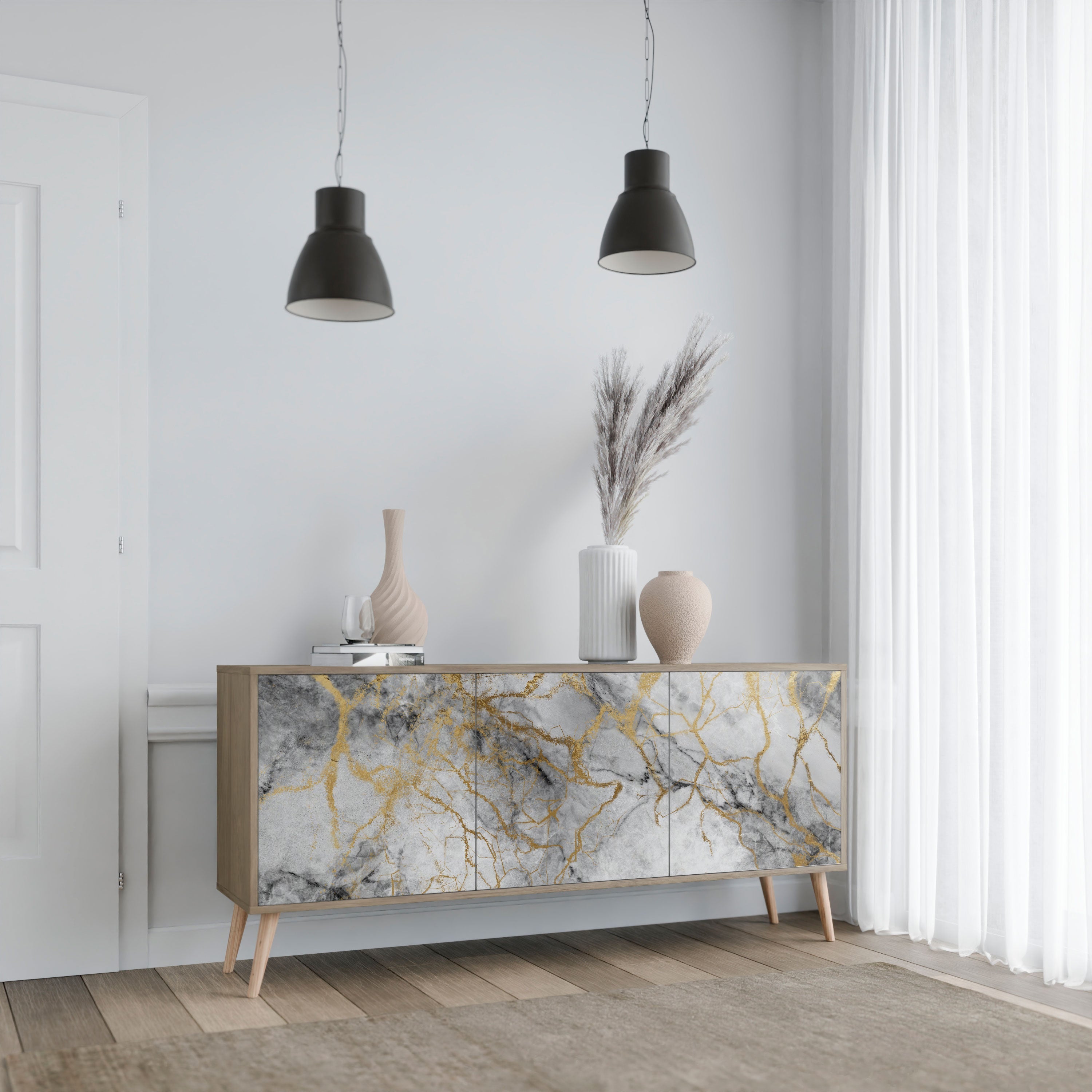 TIMELESS GLIDE 3-Door Sideboard in Oak Effect
