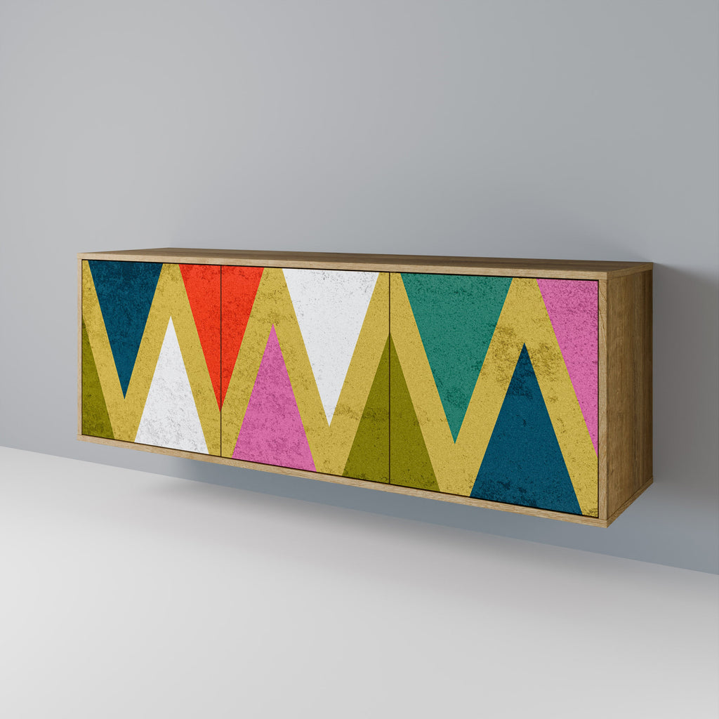Μπουφές 3 θυρών COLORFUL TRIANGLES σε εφέ δρυός