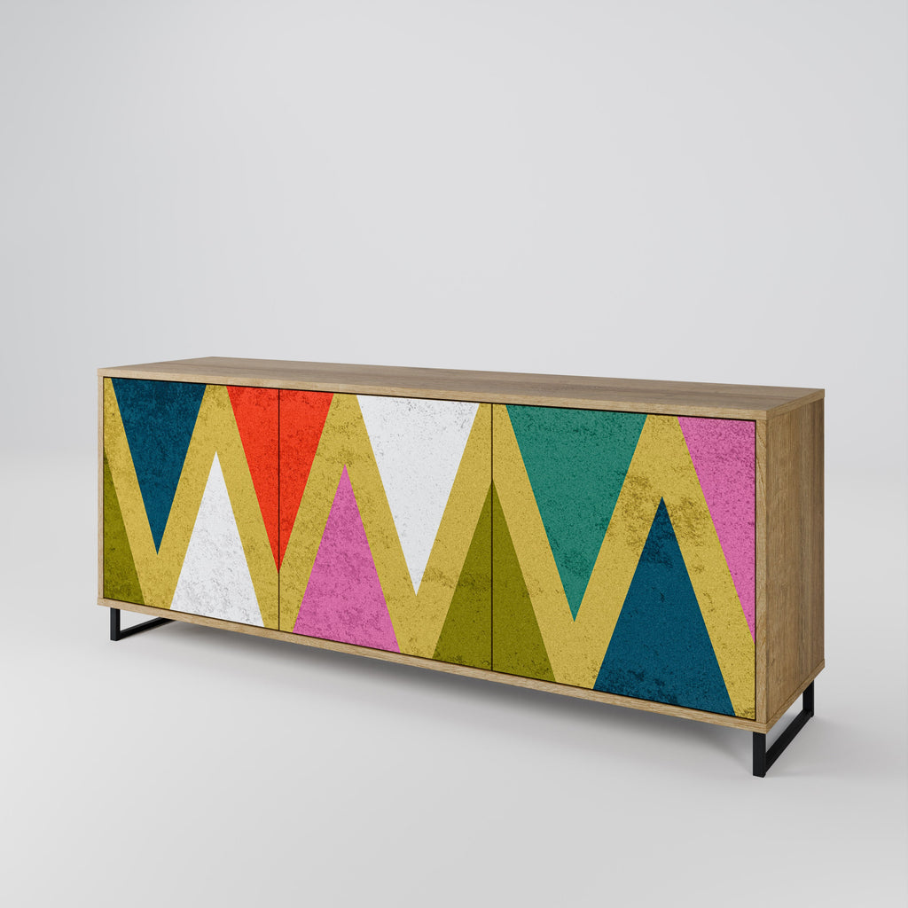 Μπουφές 3 θυρών COLORFUL TRIANGLES σε εφέ δρυός