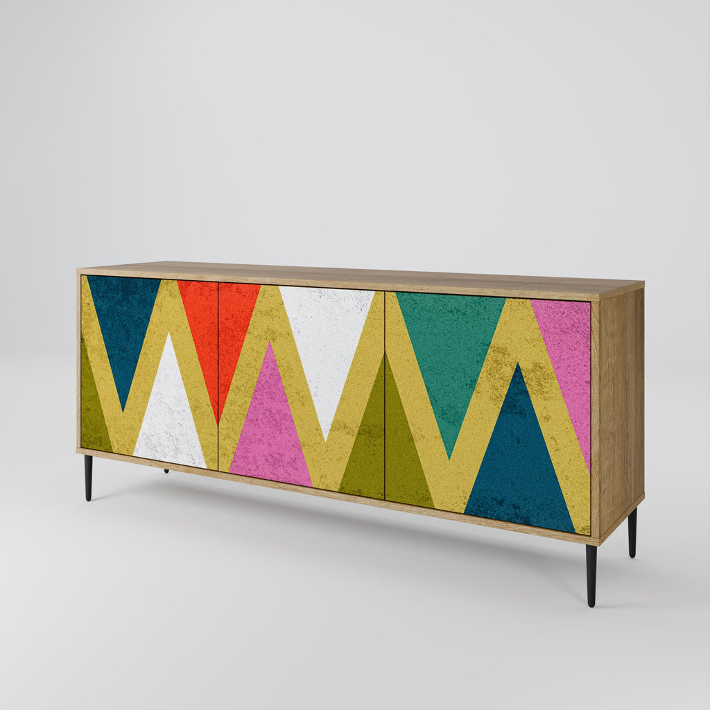 Μπουφές 3 θυρών COLORFUL TRIANGLES σε εφέ δρυός