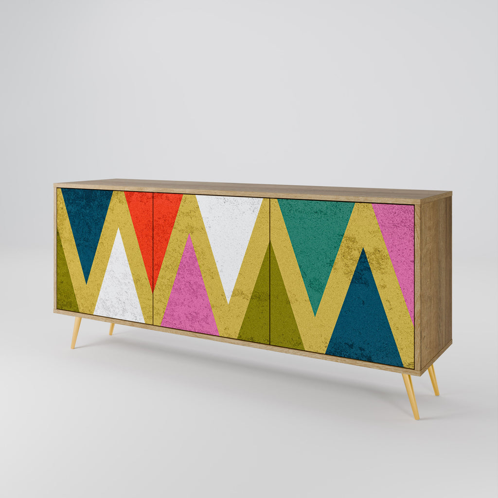 Μπουφές 3 θυρών COLORFUL TRIANGLES σε εφέ δρυός