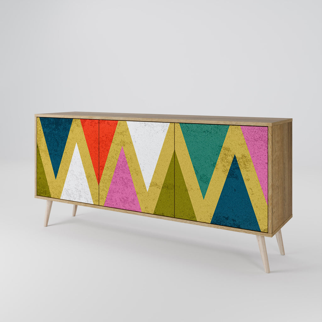Μπουφές 3 θυρών COLORFUL TRIANGLES σε εφέ δρυός