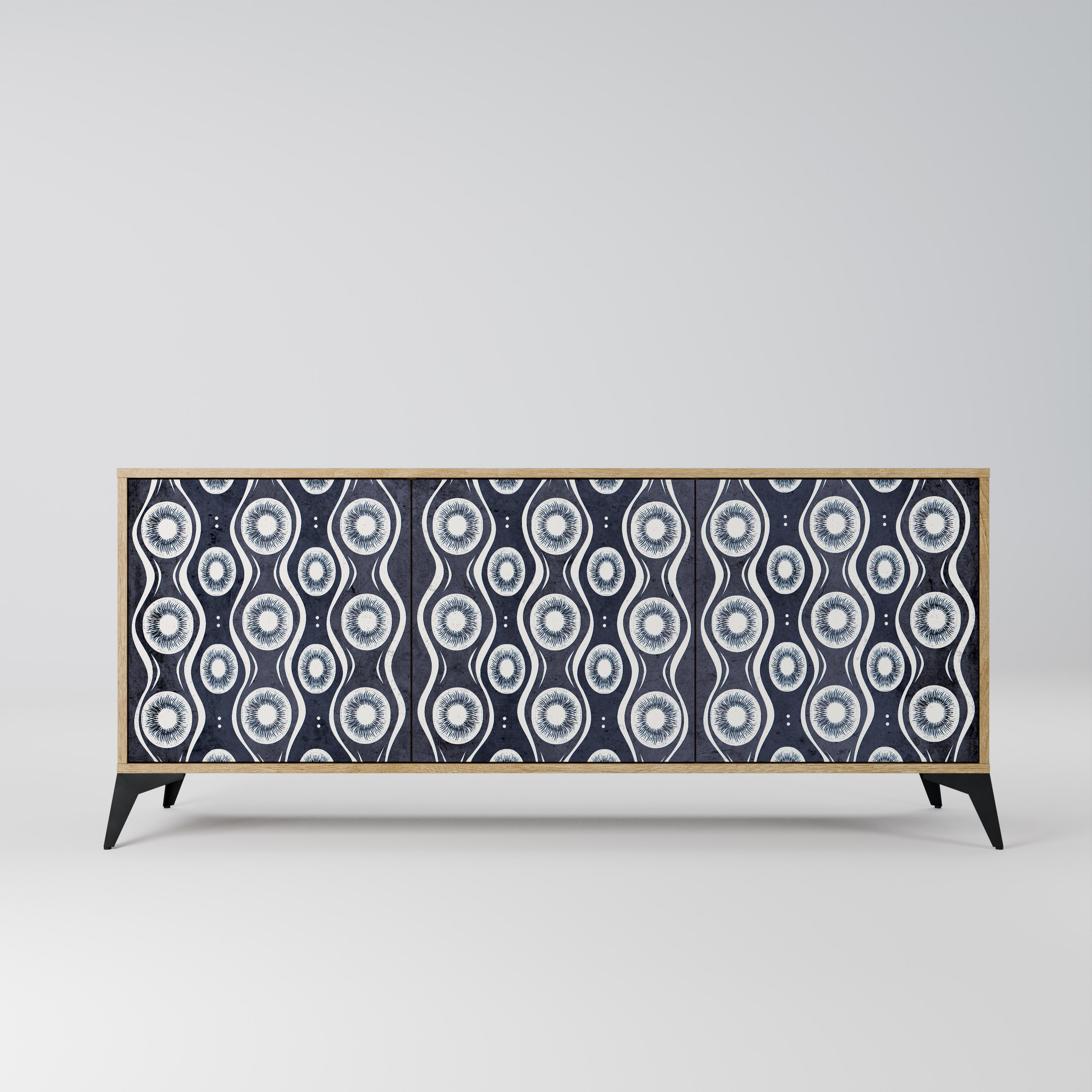 GRAPHITE EYES 3-Door Sideboard in Oak Effect
