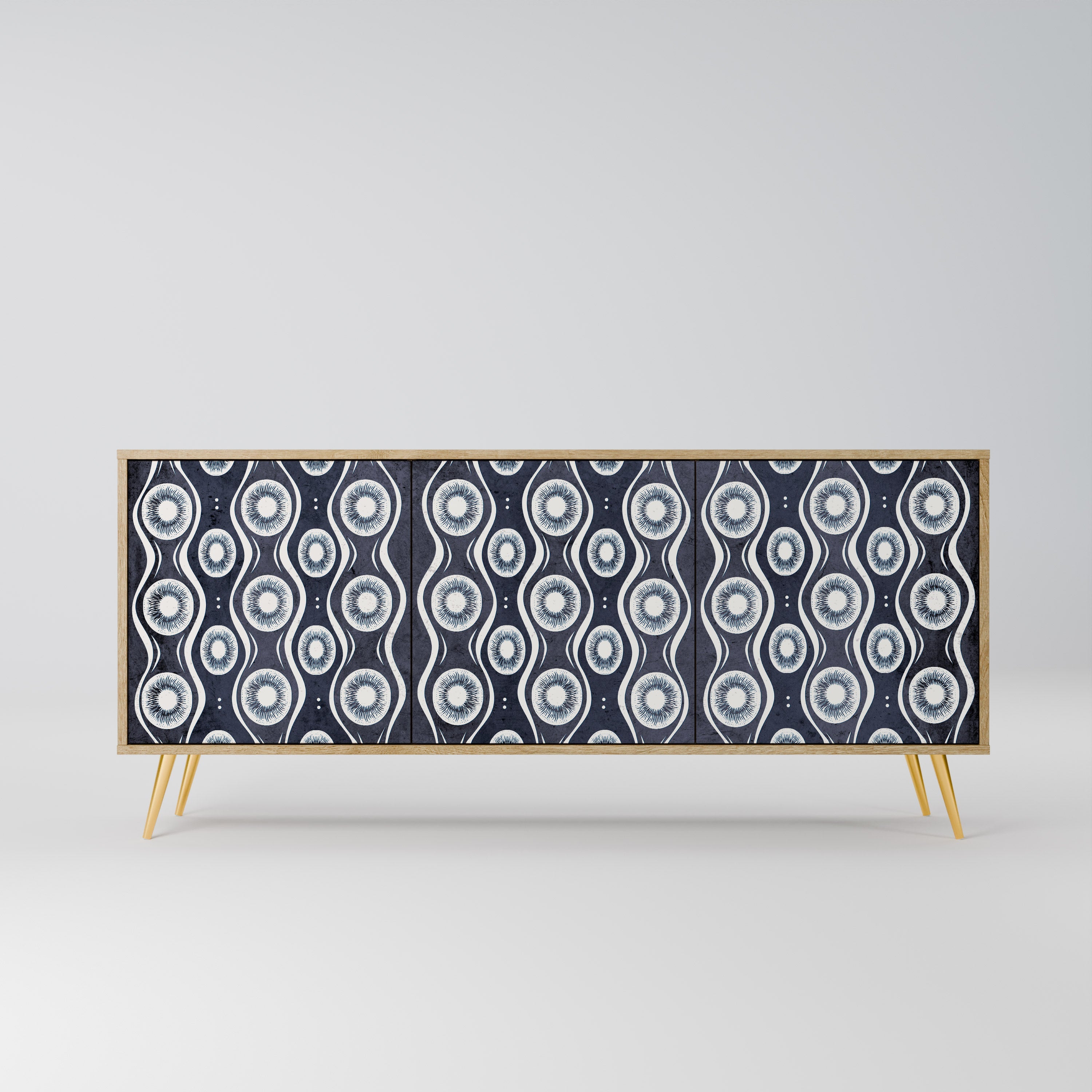 GRAPHITE EYES 3-Door Sideboard in Oak Effect