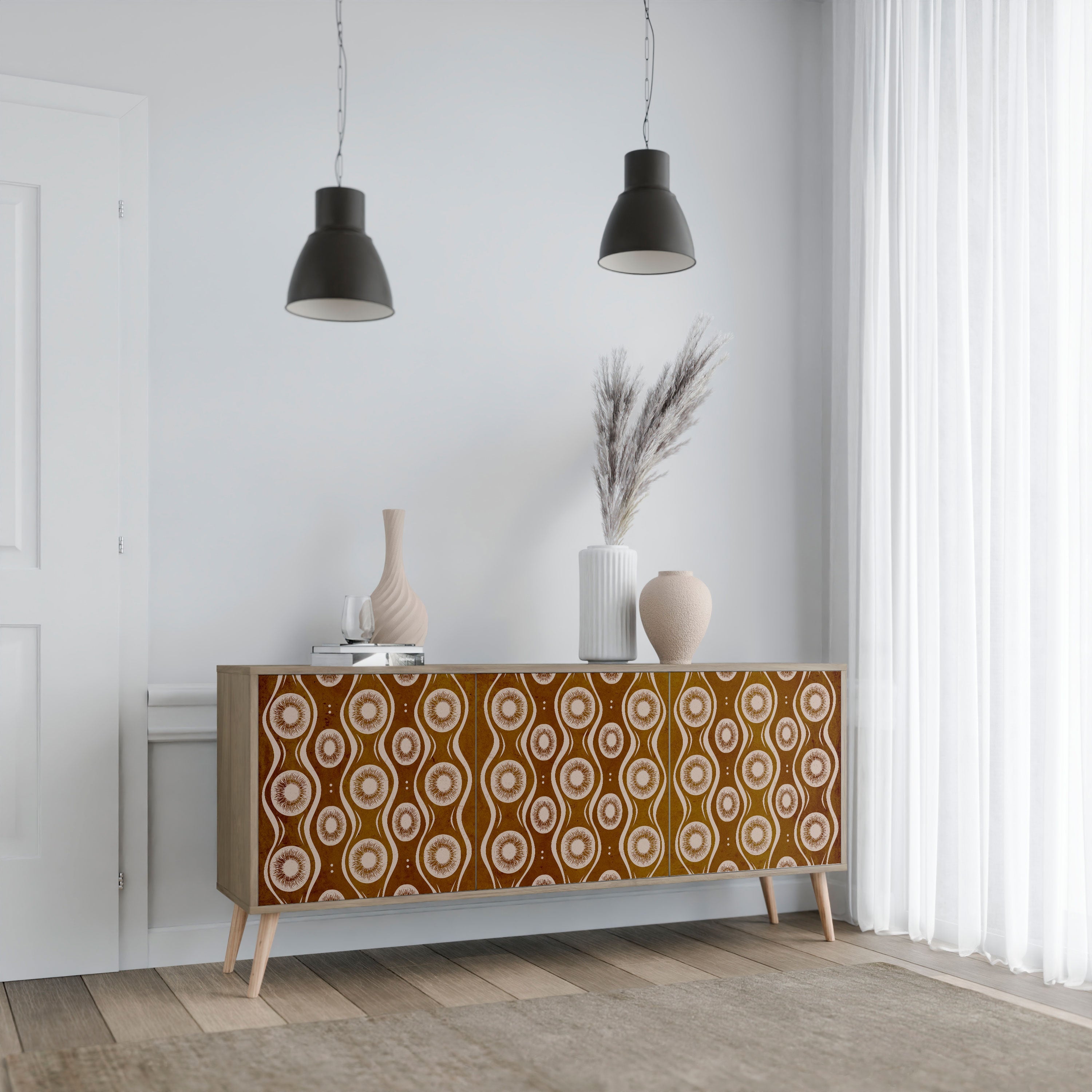BROWN EYES 3-Door Sideboard in Oak Effect
