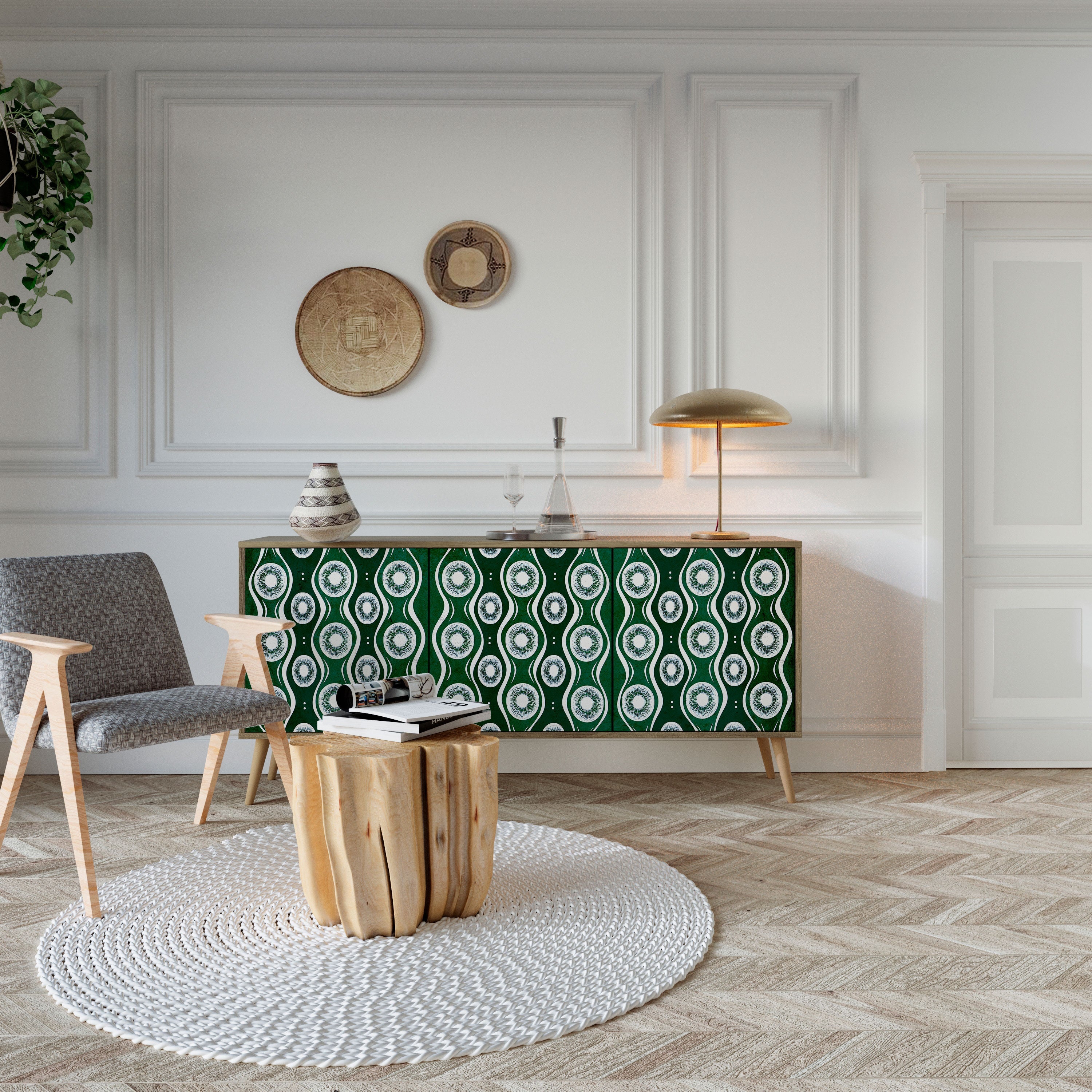 GREEN EYES 3-Door Sideboard in Oak Effect