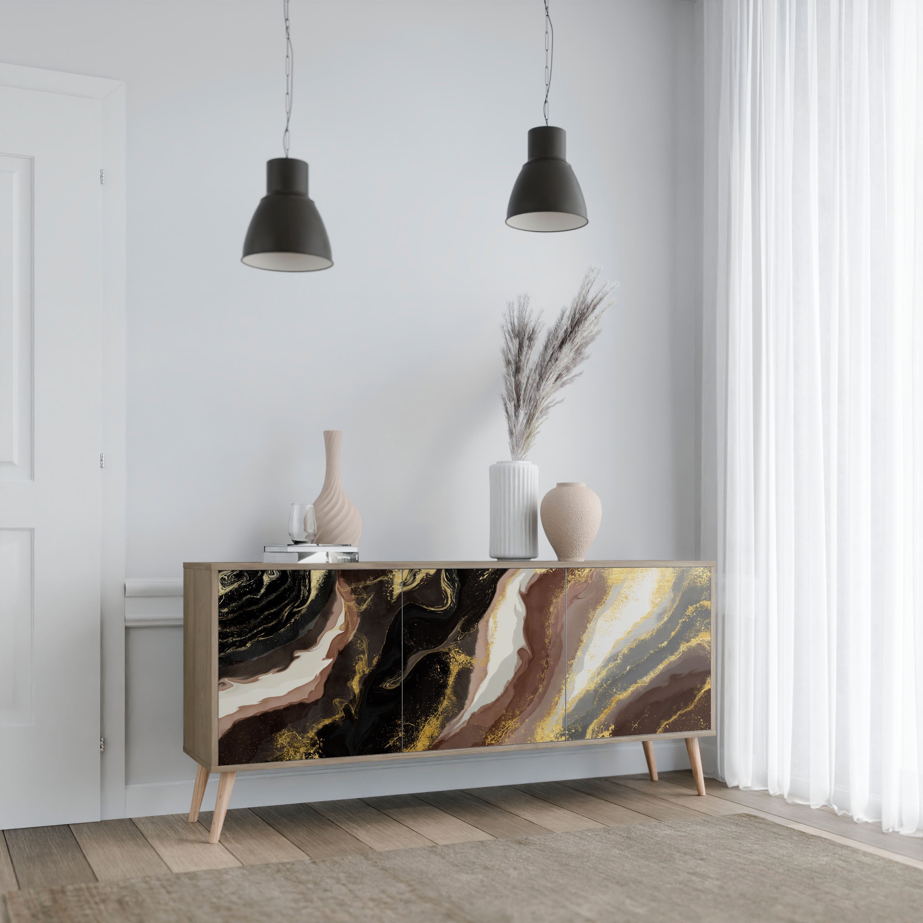 GOLD DUST 3-Door Sideboard in Oak Effect