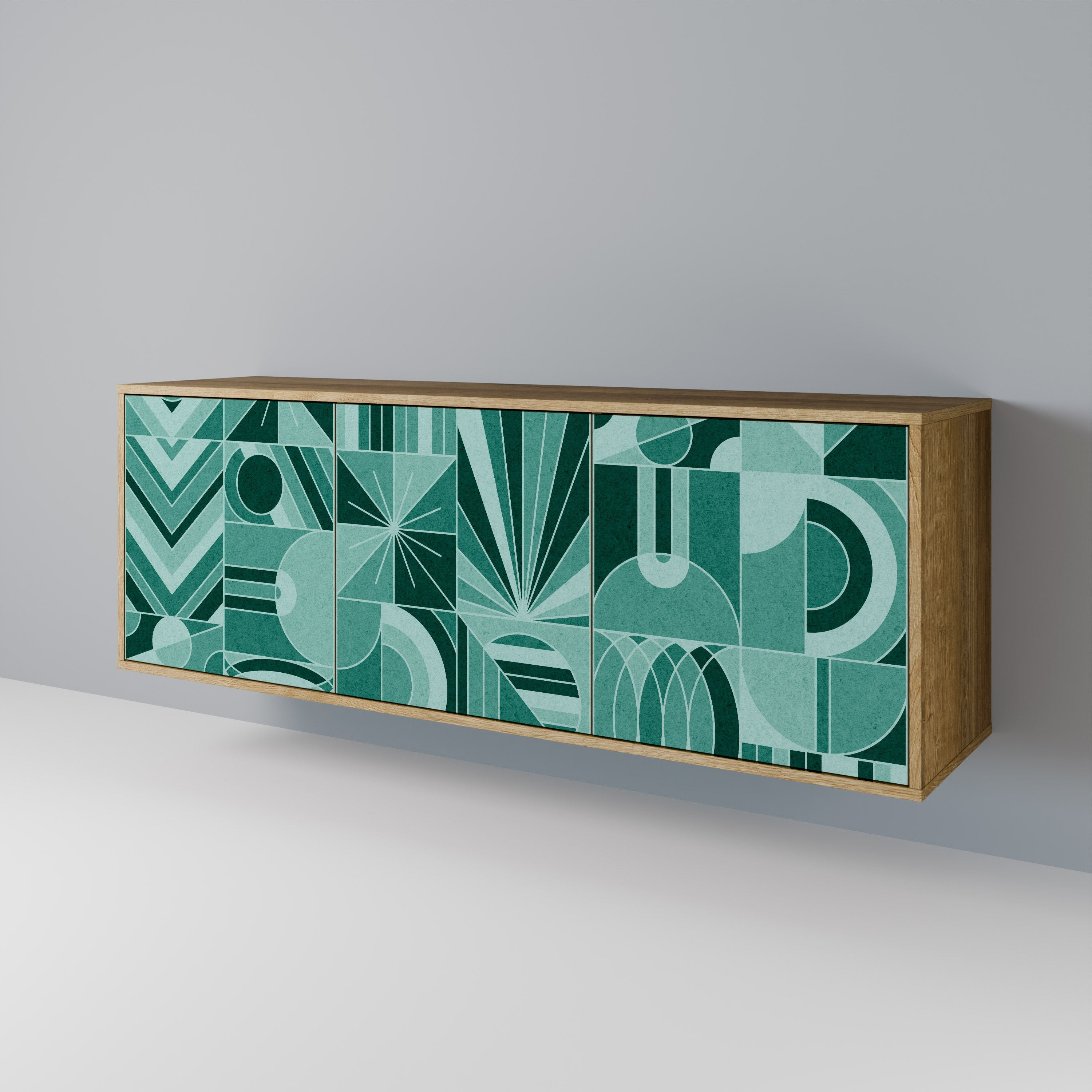 HARMONIC GRID 3-Door Sideboard in Oak Effect