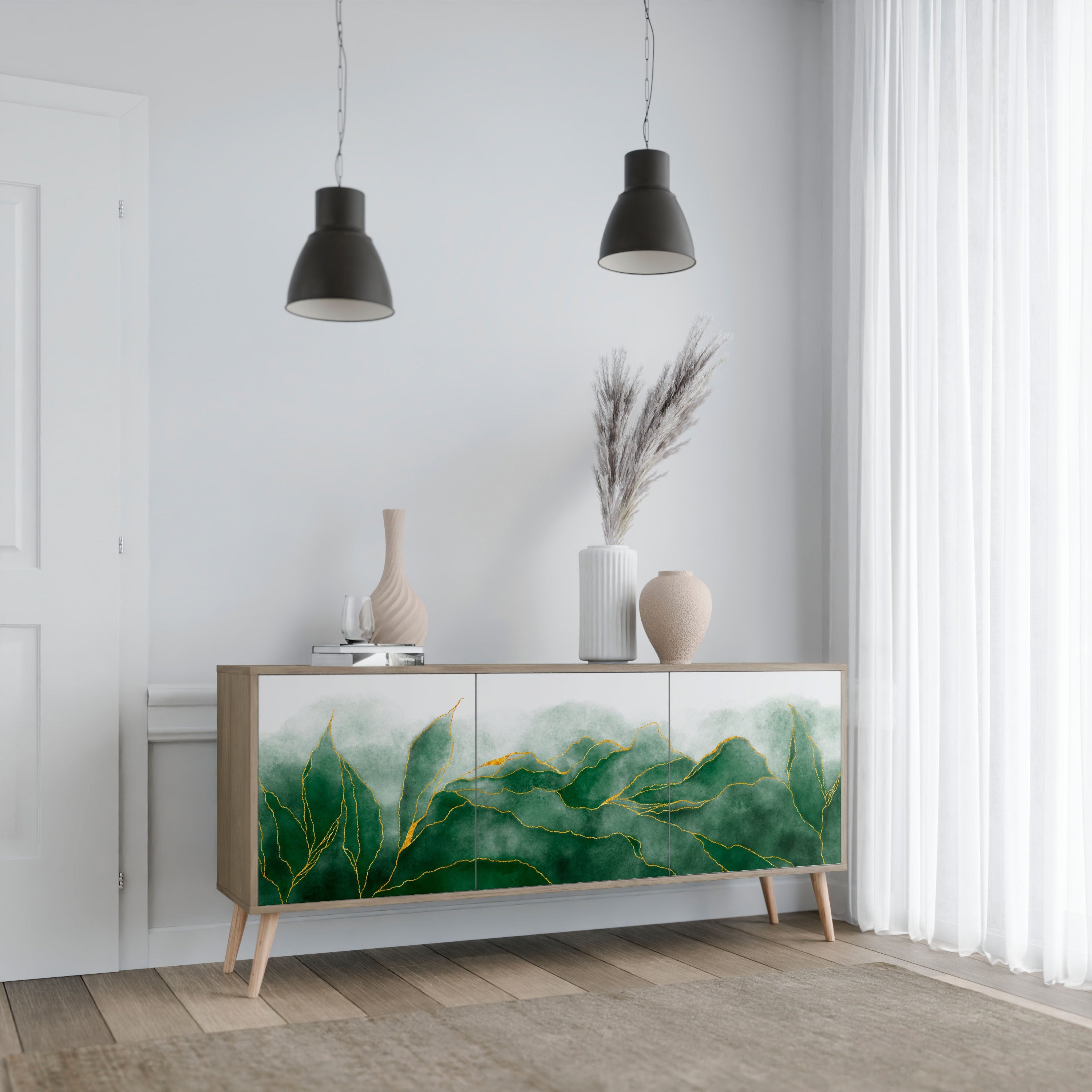 EXPENSIVE NATURE 3-Door Sideboard in Oak Effect