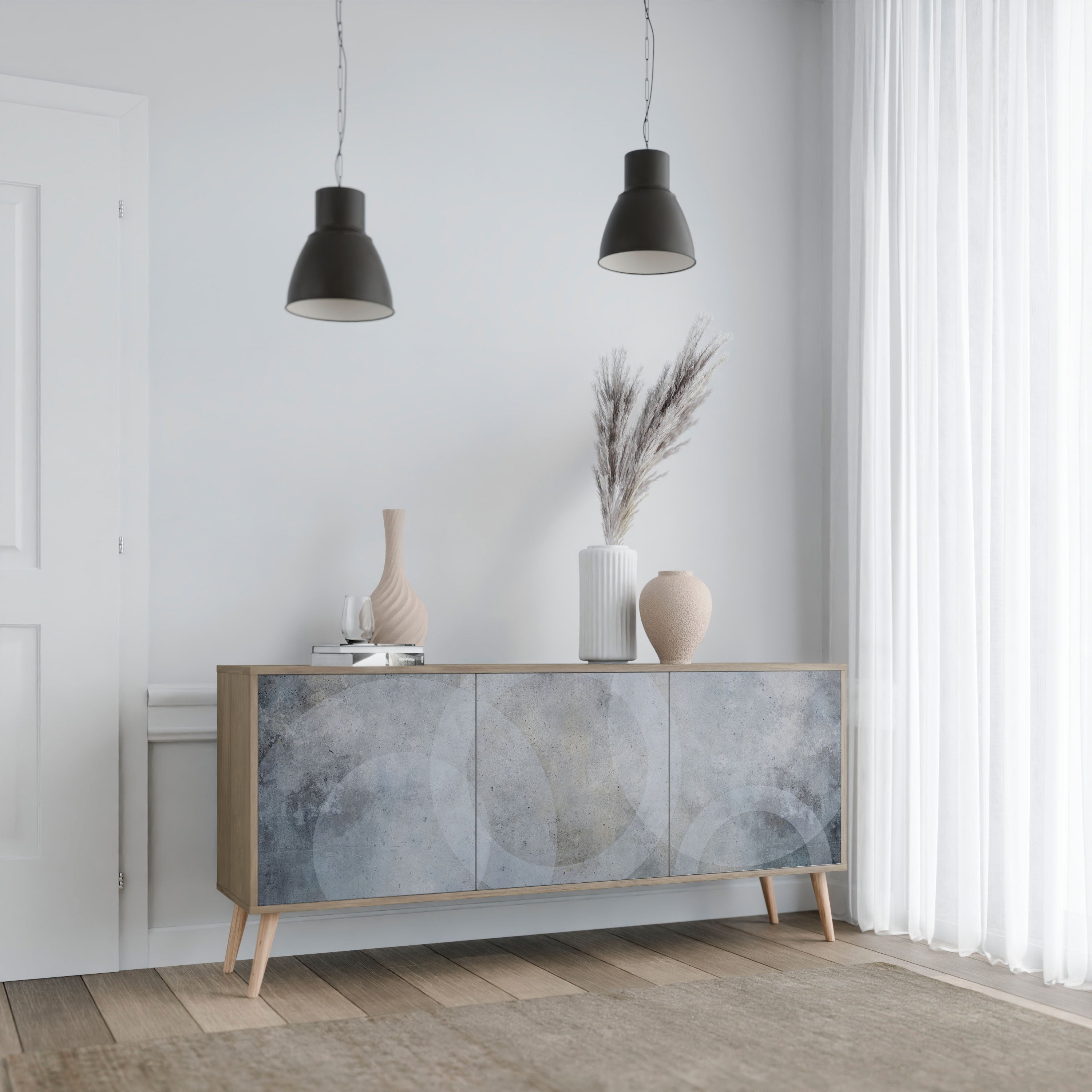 MUTED ARC 3-Door Sideboard in Oak Effect