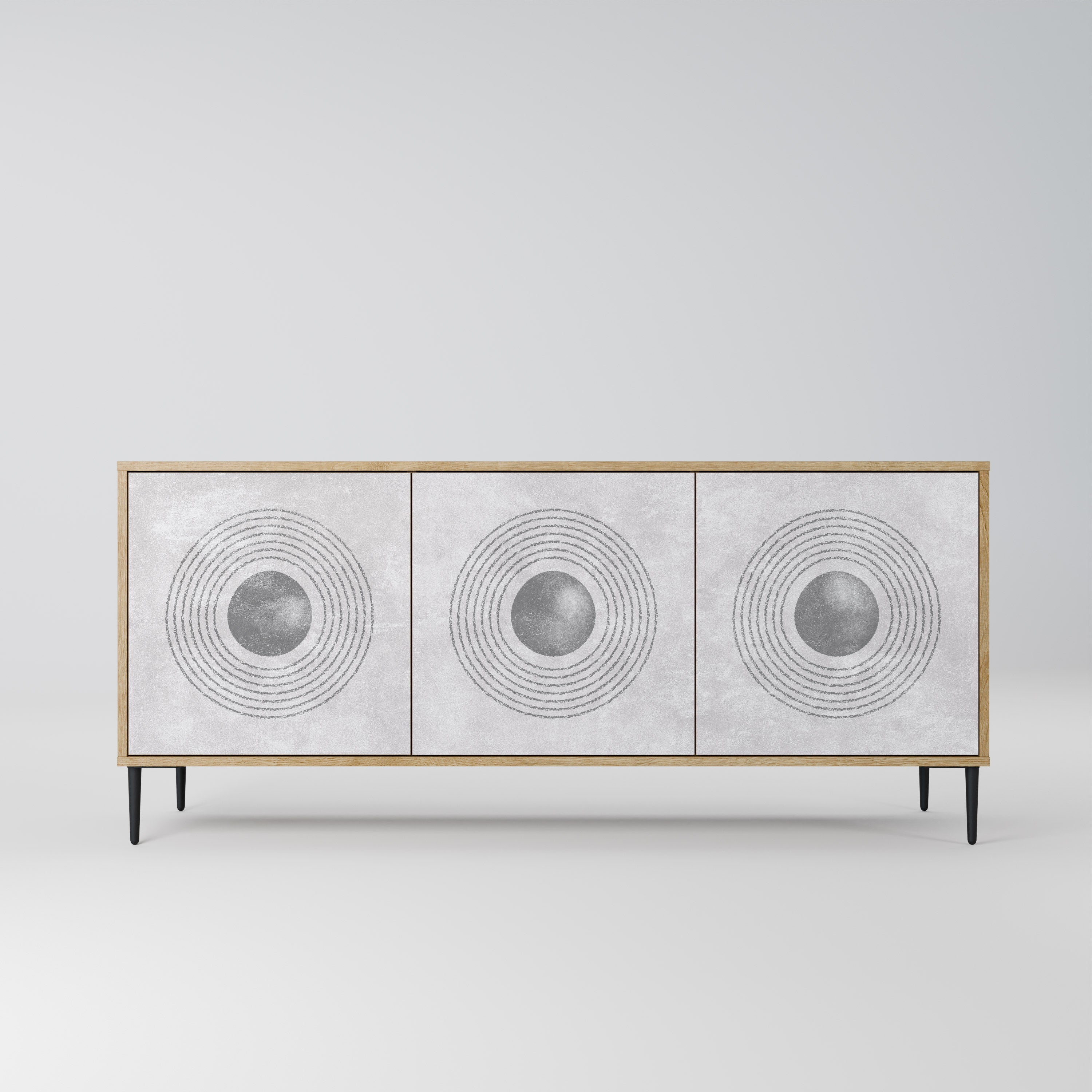 SOLID CIRCLES 3-Door Sideboard in Oak Effect