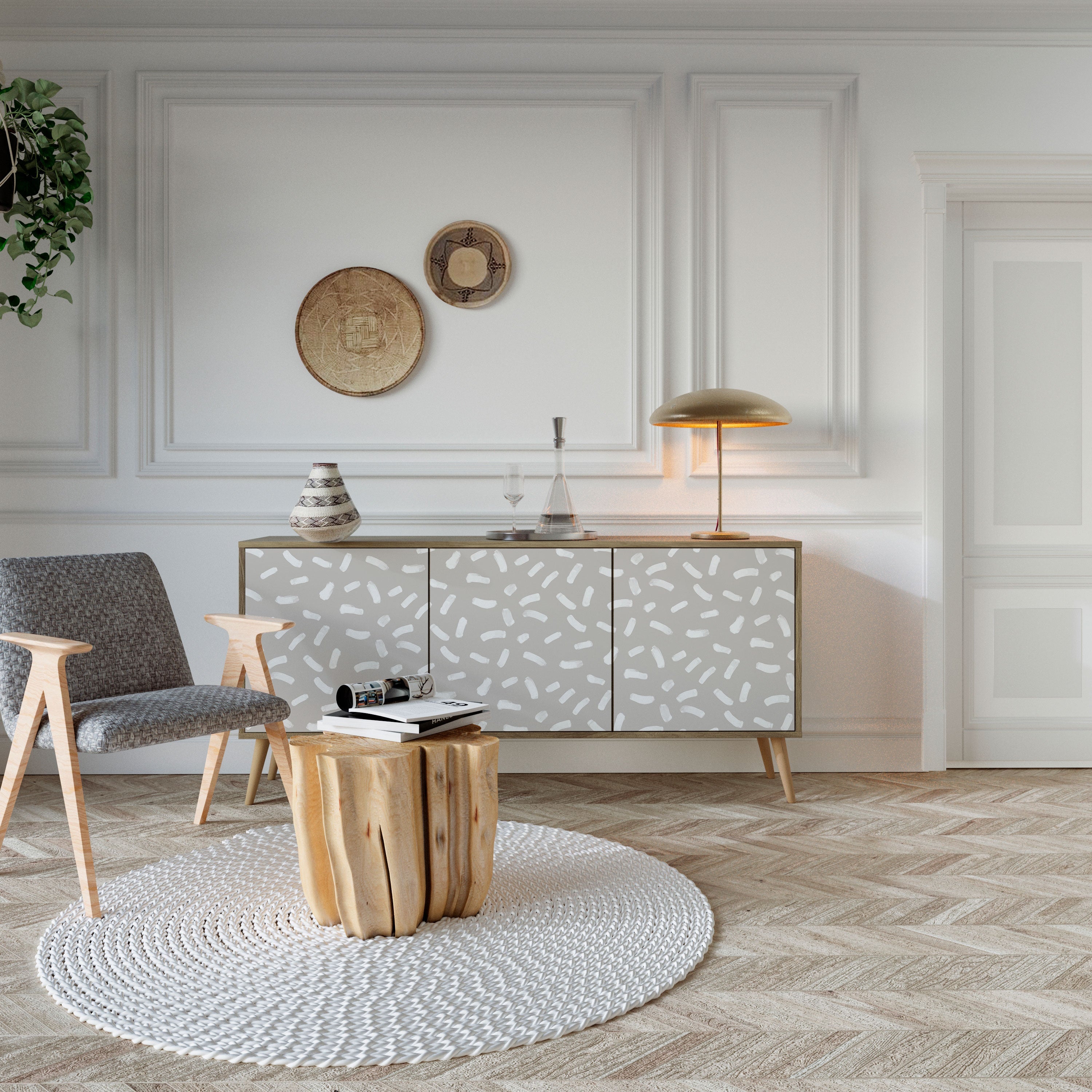 PASSING SECONDS 3-Door Sideboard in Oak Effect