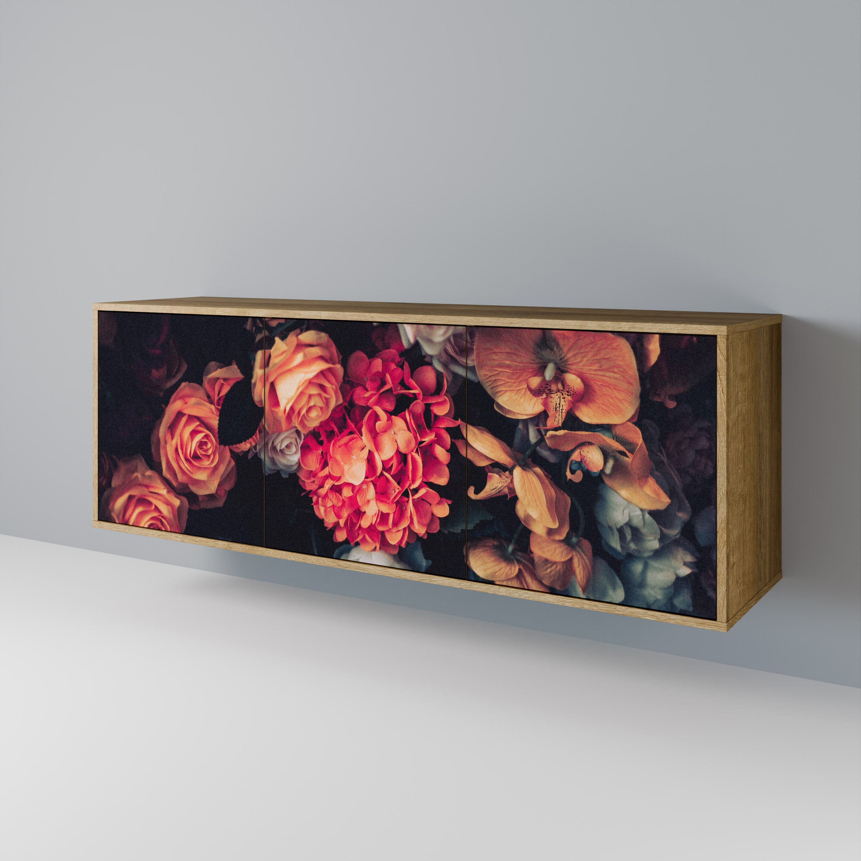 NEVERENDING BLOOM 3-Door Sideboard in Oak Effect