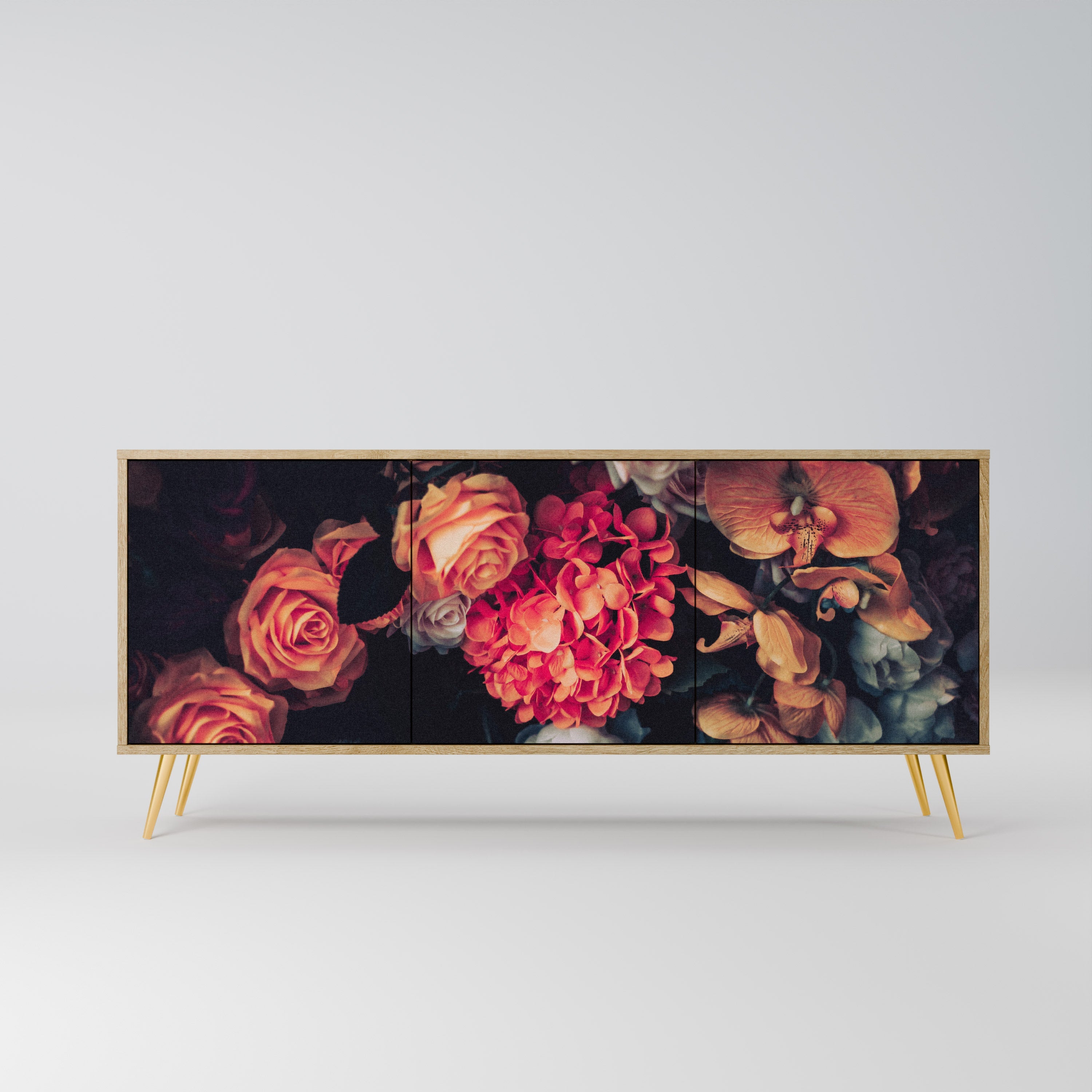 NEVERENDING BLOOM 3-Door Sideboard in Oak Effect