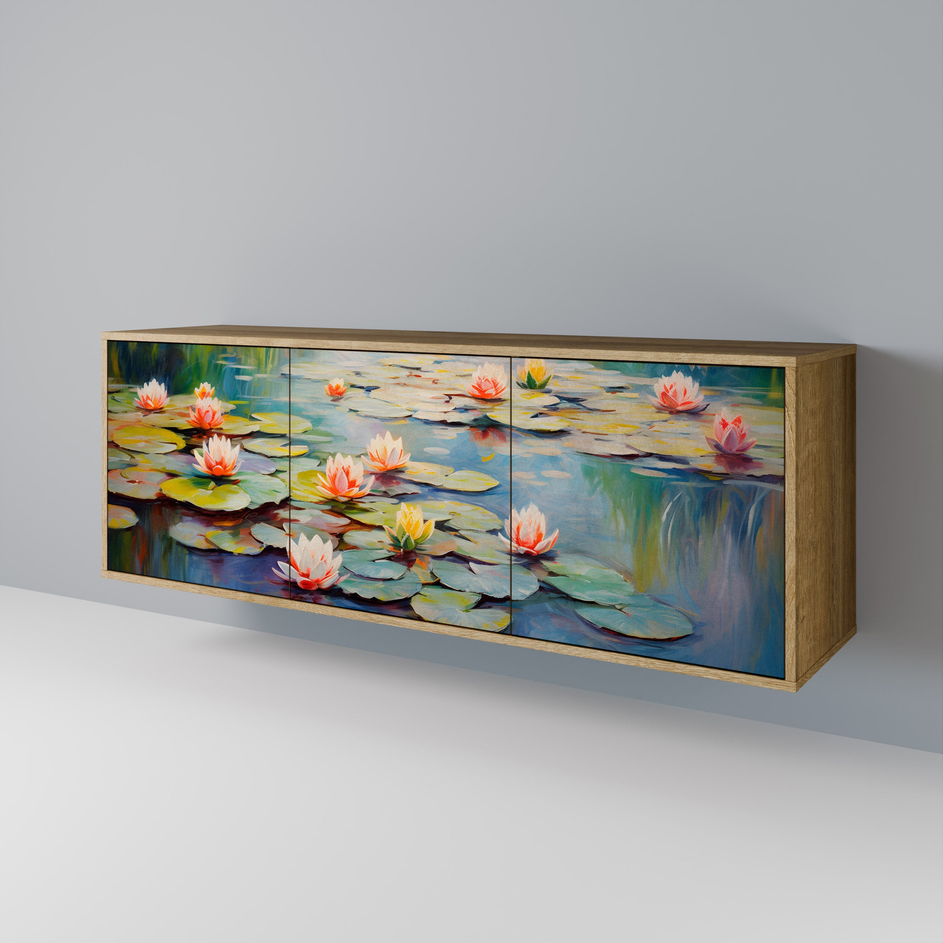 BLOOMING WATERS 3-Door Sideboard in Oak Effect