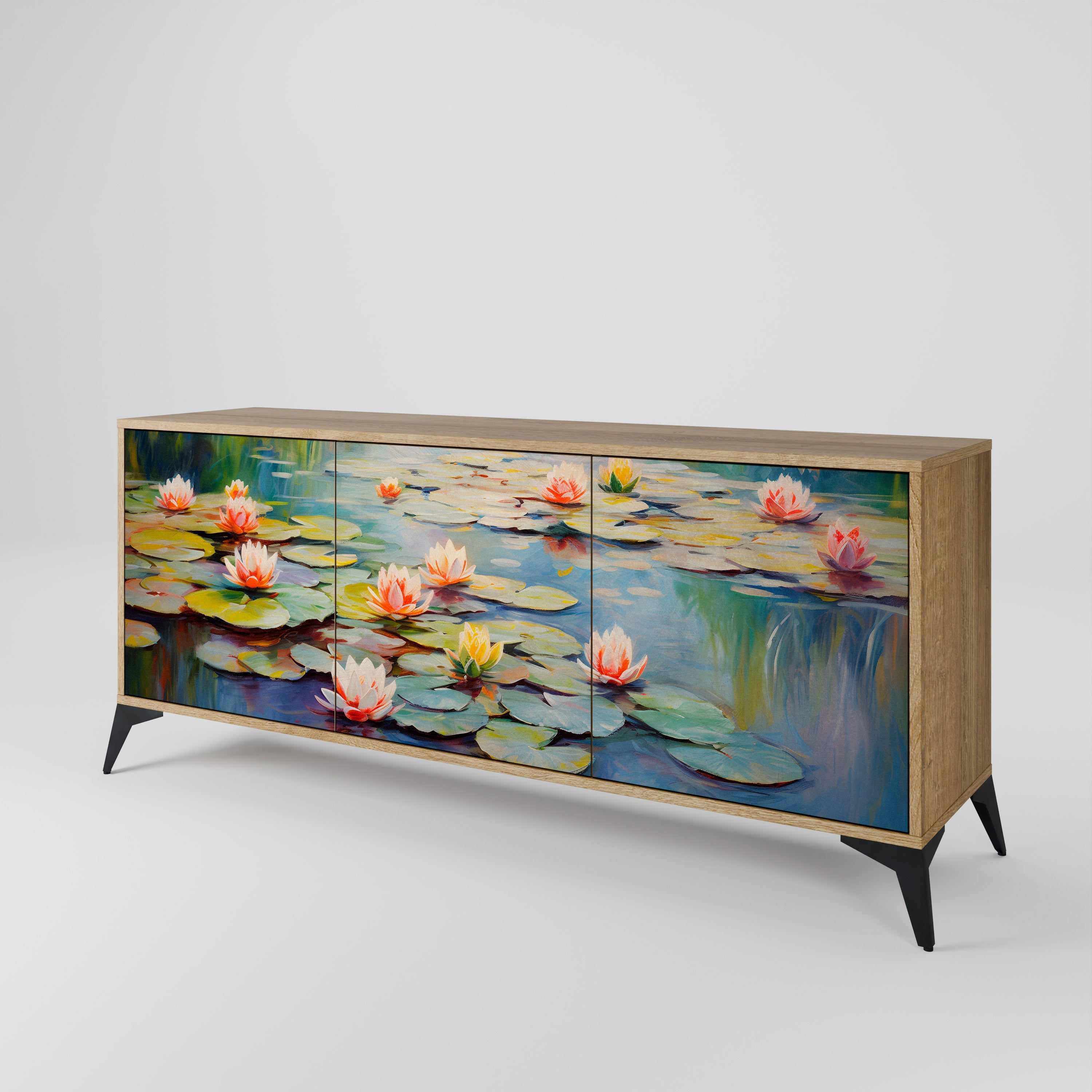 BLOOMING WATERS 3-Door Sideboard in Oak Effect