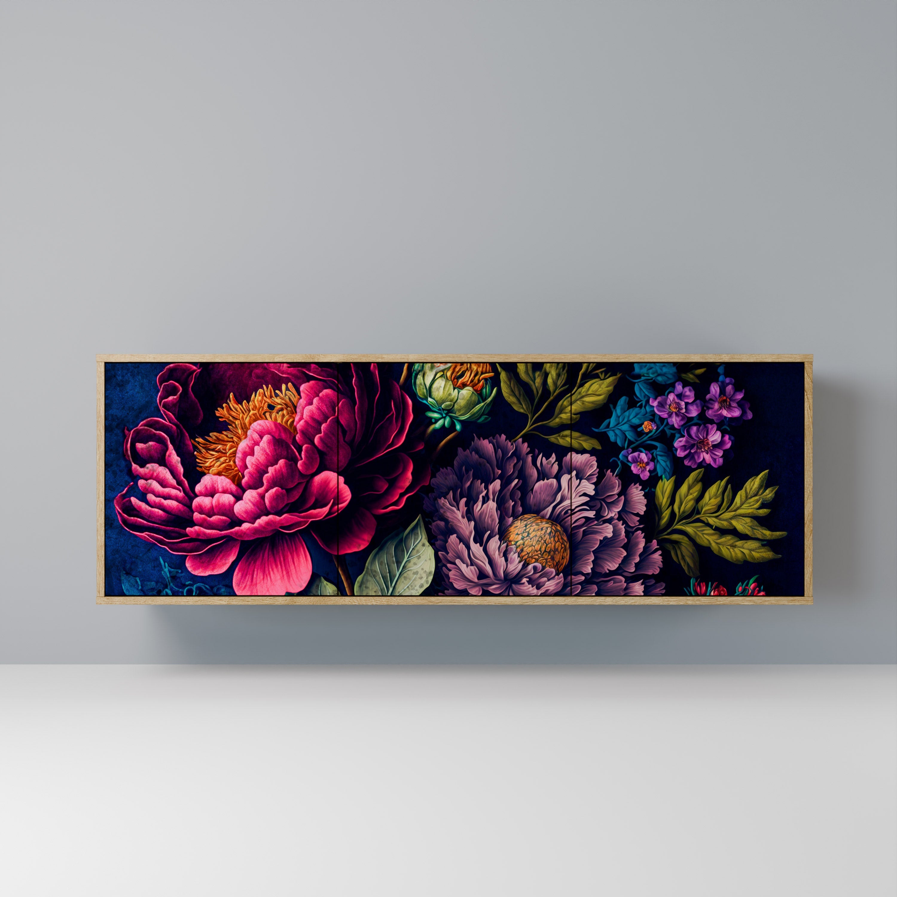 BLOOMING ELEGANCE 3-Door Sideboard in Oak Effect