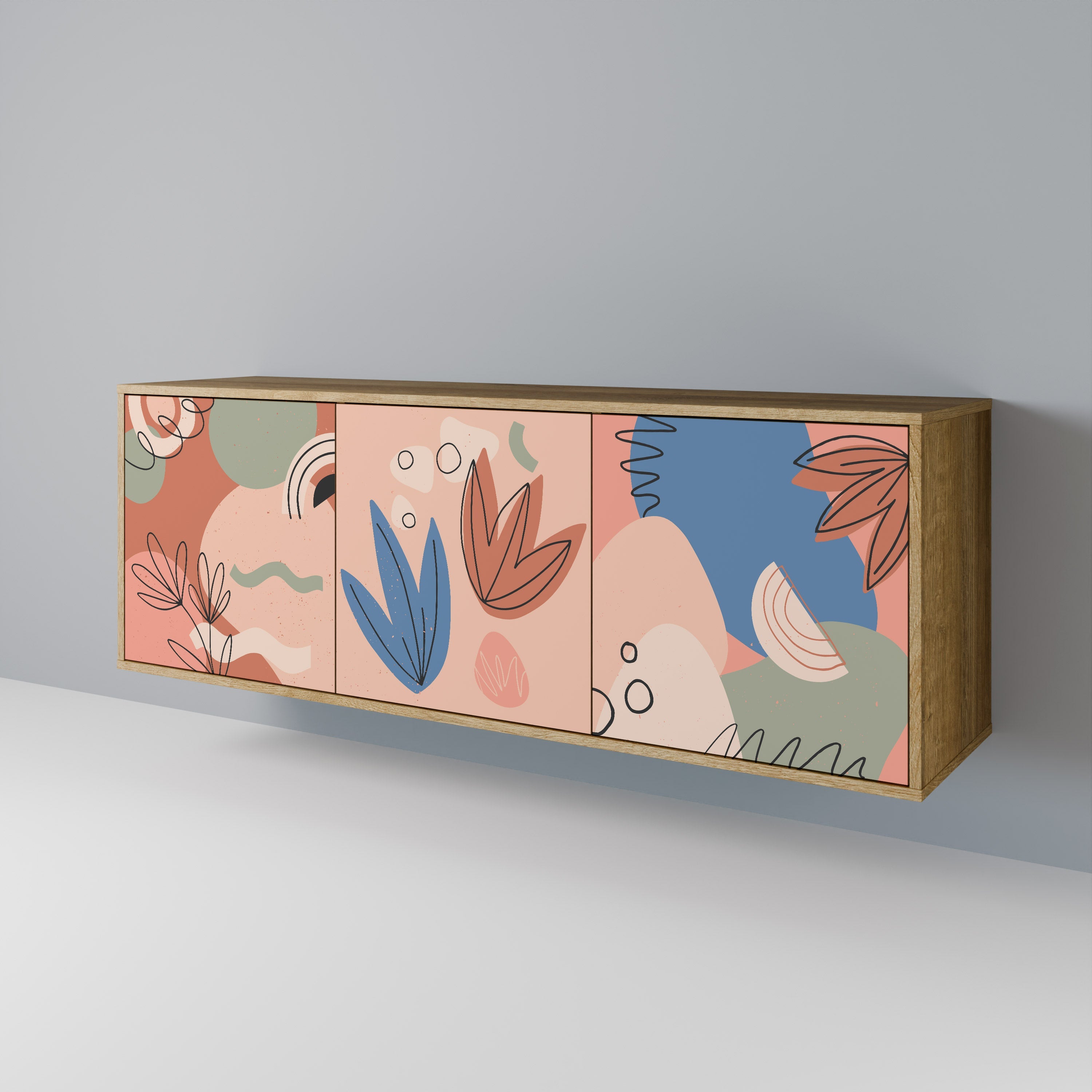 PASTEL DESTINY 3-Door Sideboard in Oak Effect