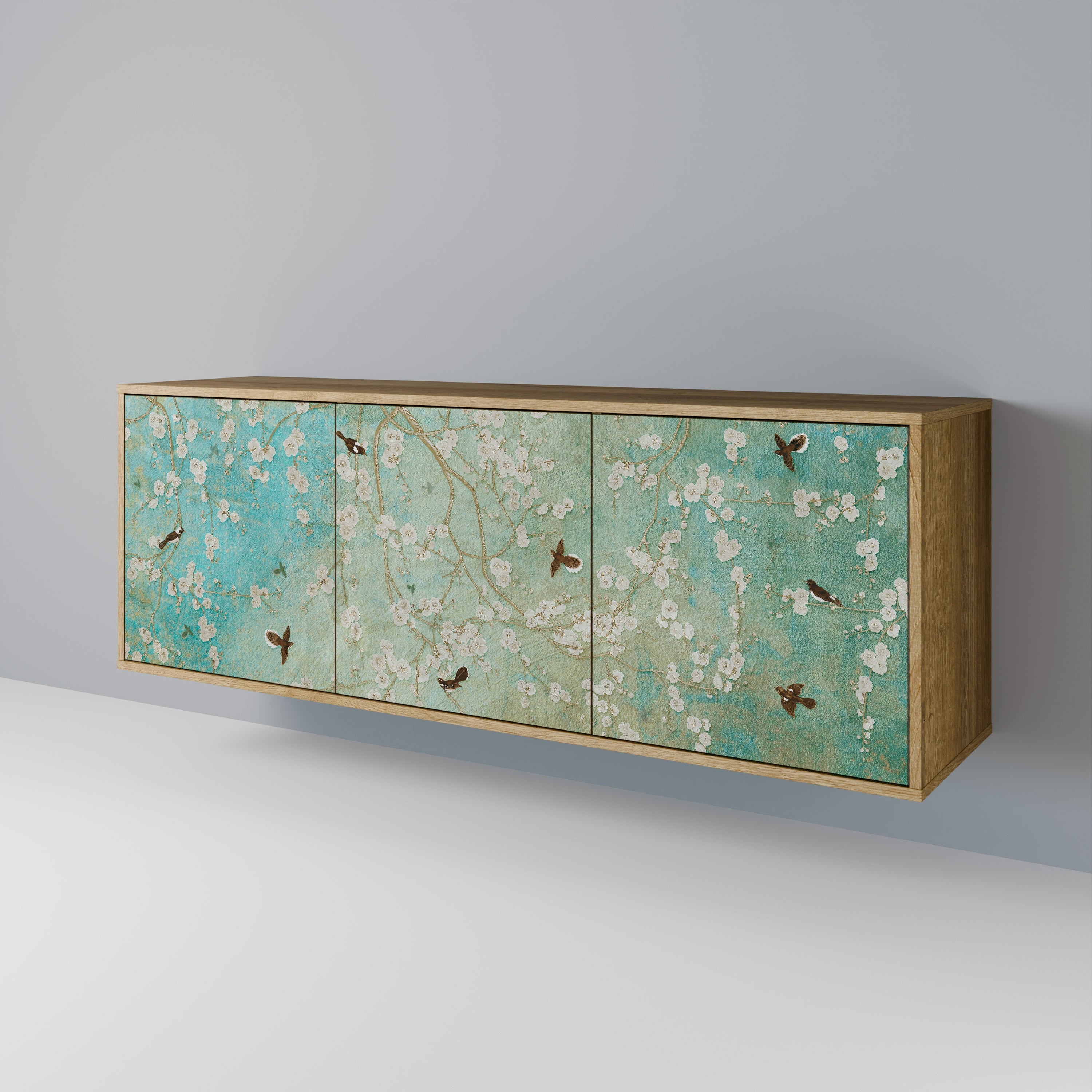 BLOOMING CHARM 3-Door Sideboard in Oak Effect