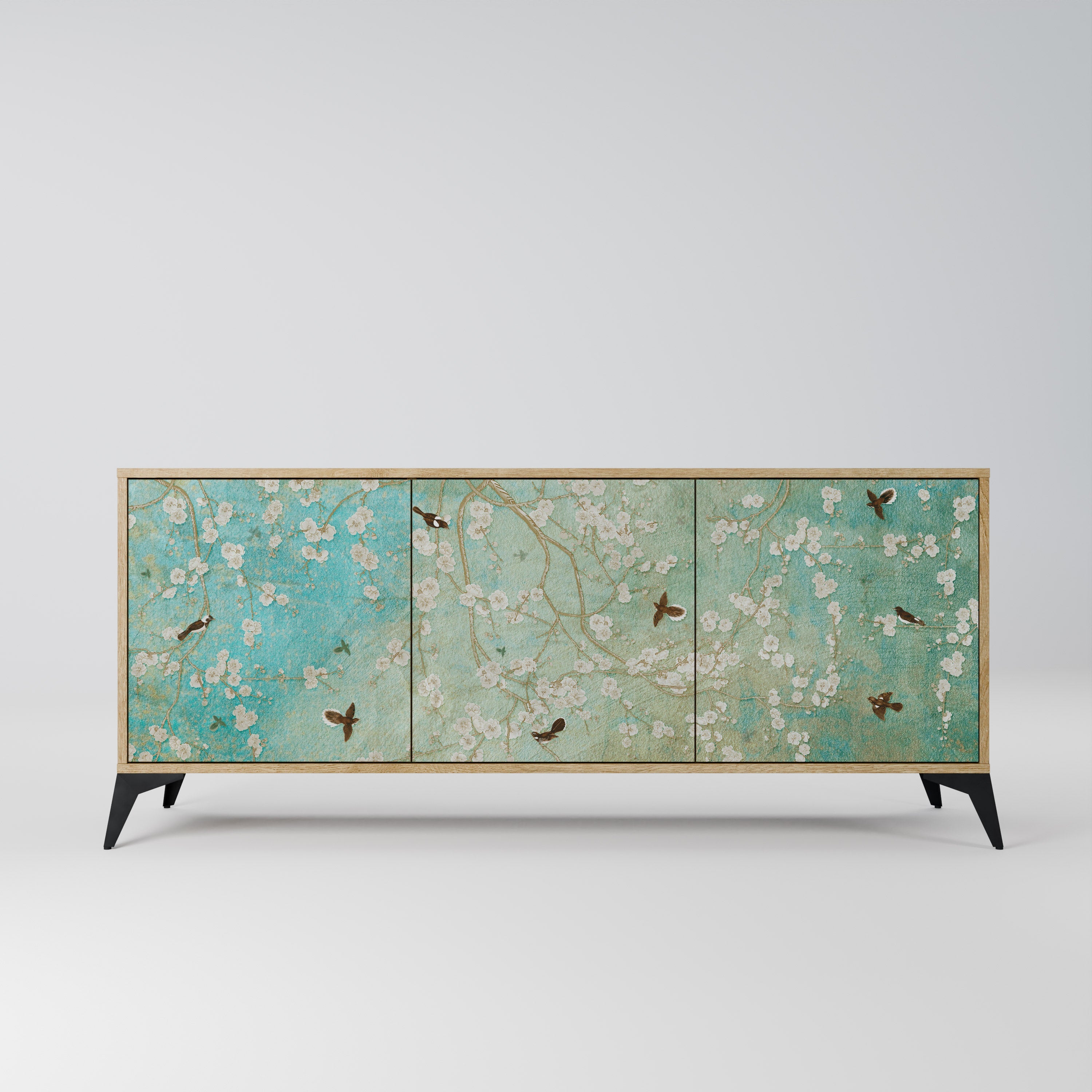 BLOOMING CHARM 3-Door Sideboard in Oak Effect
